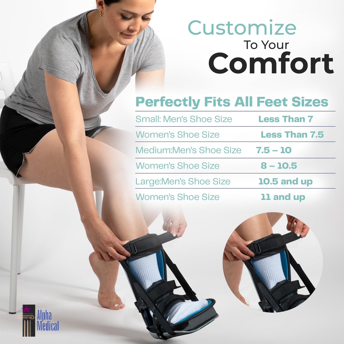 Alpha Medical Plantar Fasciitis Night Splint – Stretch Boot, Sleeping Boot, Achilles Tendonitis, Fascia, Calf Tendon Stretching, Heel and Bone Spur, Arch pain. Right & Left Foot. L4398 L4398 (Medium)