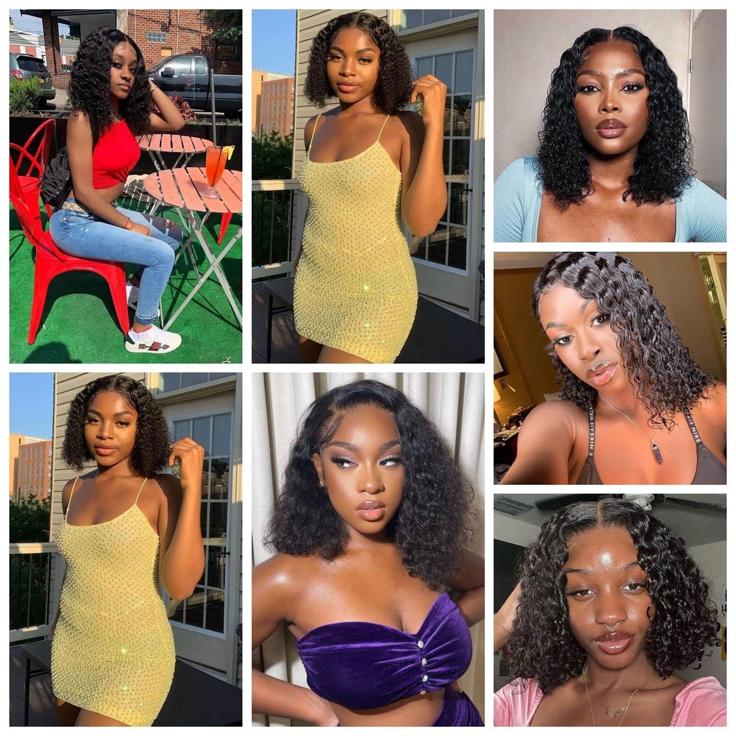 Bob Wig Human Hair 13x4 Deep Wave Curly Lace Front Wigs For Women Short Bob Wig Pre Plucked with Baby Hair Glueless Hair Curly Wigs Nature Hairline 150% Density Perruque Femme Humain (Natural balck 13x4 curly wig, 10 Inch)