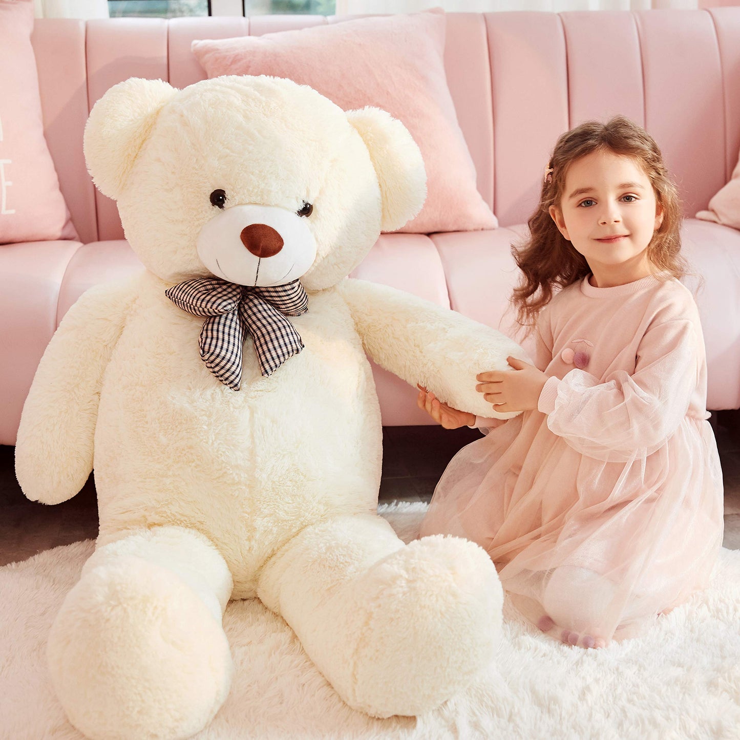 IKASA Giant Teddy Bear Stuffed Animal,Large Soft Toys Cute Plush Toy,Jumbo Big Oversized Fat Bears Animals Huge Life Size,Gifts for Kids Girls Boys Childrens (White, 47 inches)