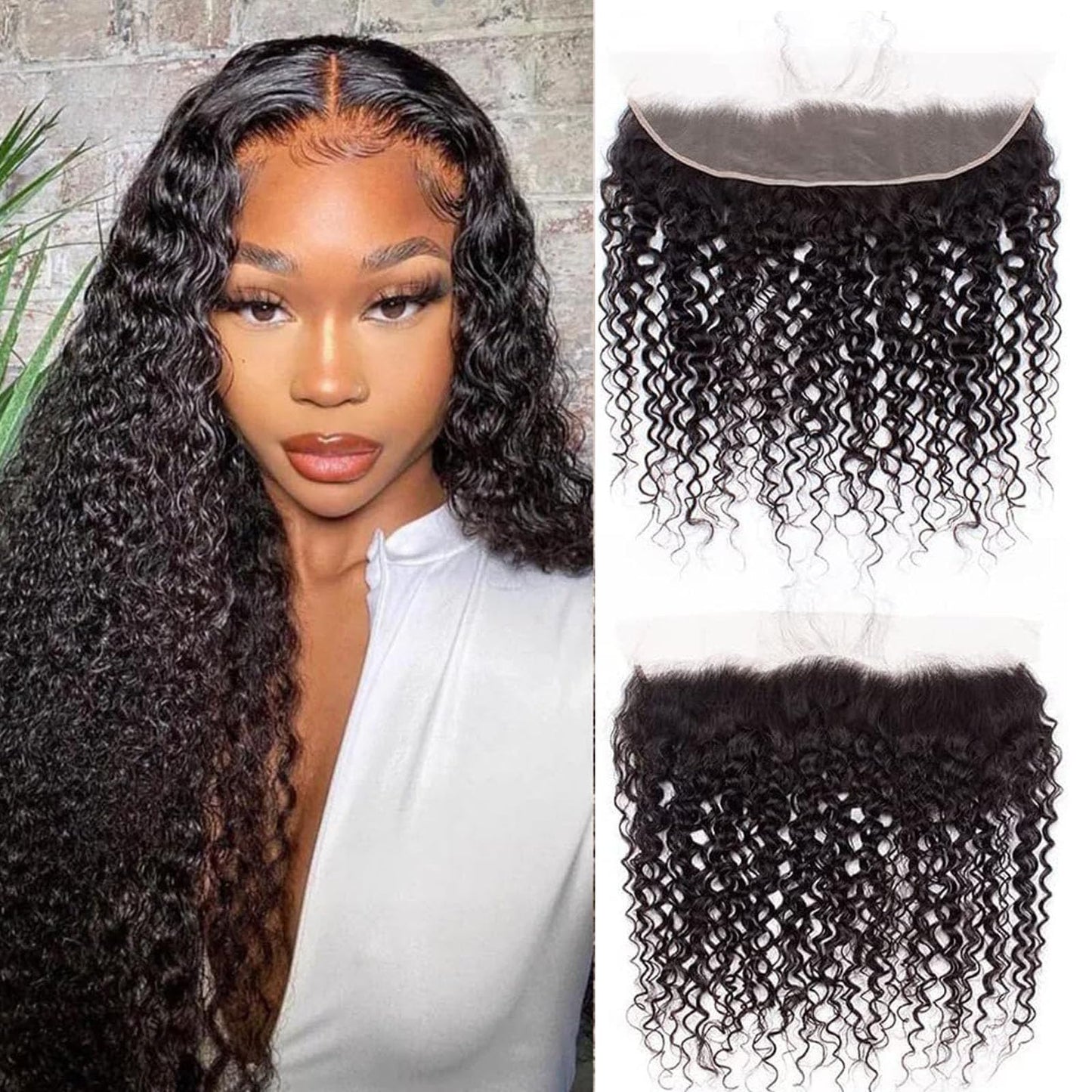 13x4 Lace Closure Human Hair Ear To Ear HD Lace Frontal180% Density Free Part Full Lace Frontal Brazilian Virgin hair (13x4 Kinky Curly, 22 Inch)