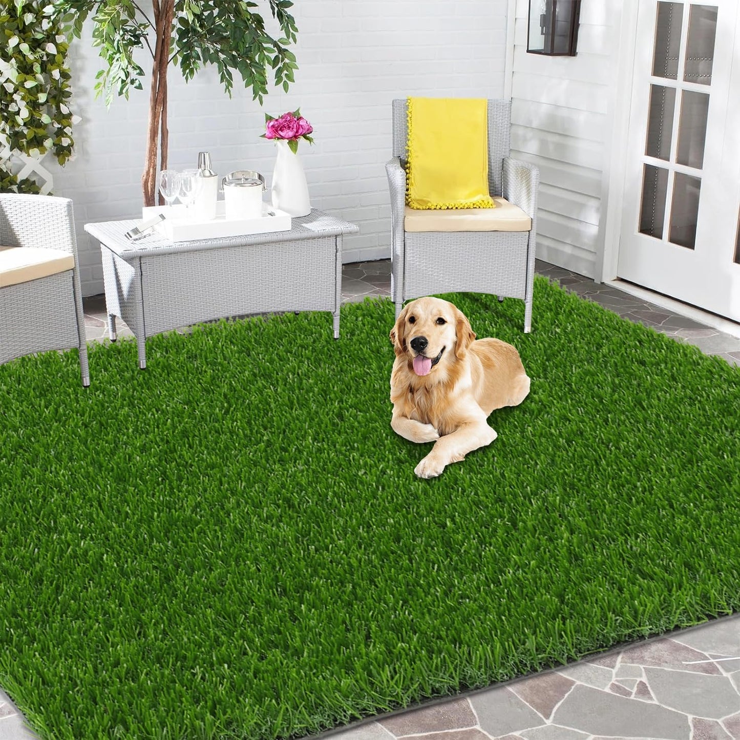 HEBE Artificial Grass Turf Rug Grass Mat 4 x 6 Ft Dog Pee Pads Potty Training Rug with Drainage Holes Fake Grass Patch Turf Carpet Door Mat for Dog Pets Patio Lawn Landscape Balcony