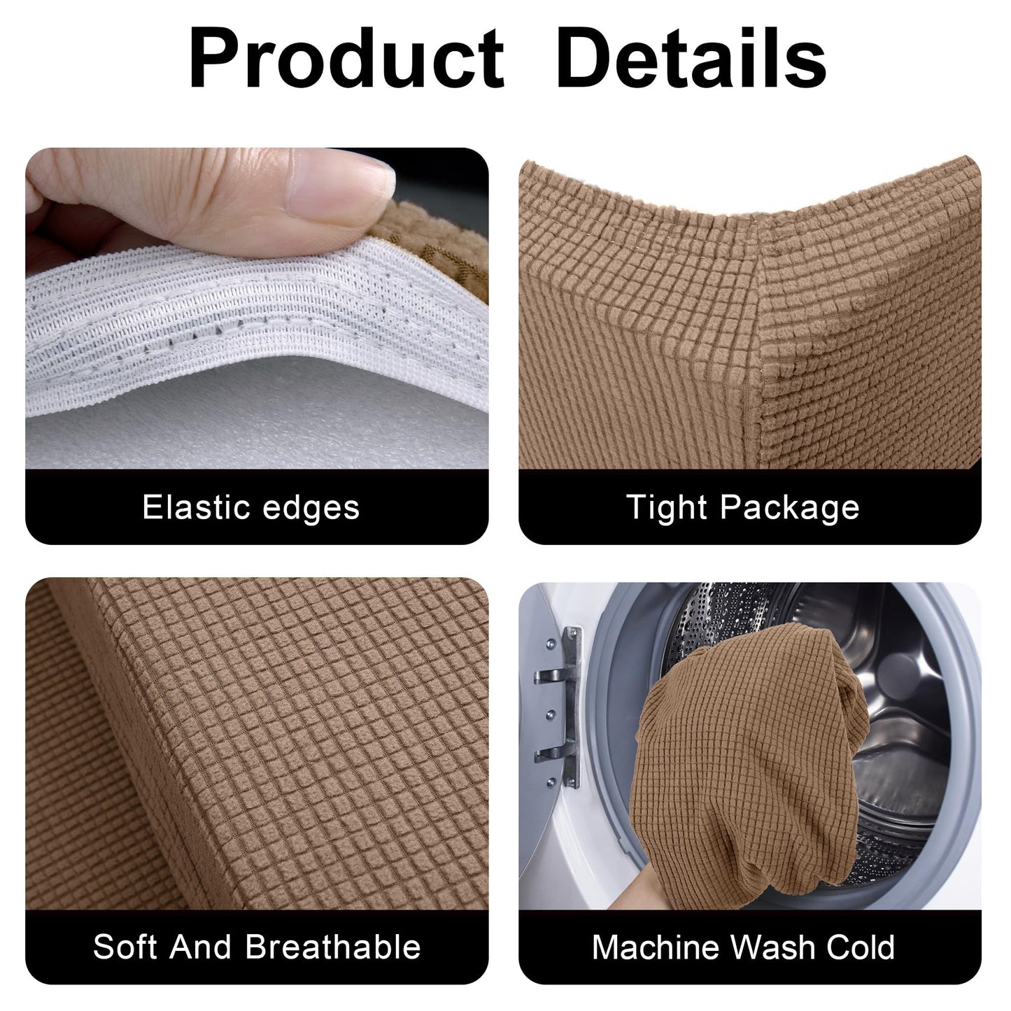 Tlswshsy 2Set RV Dinette Cushions Covers- RV Stretch Sofa Seat Slipcovers -Washable Loveseat Sofa Furniture Protector for RV Camper Car Bench (Camel 2 Backrest Covers & 2 Bench Covers)