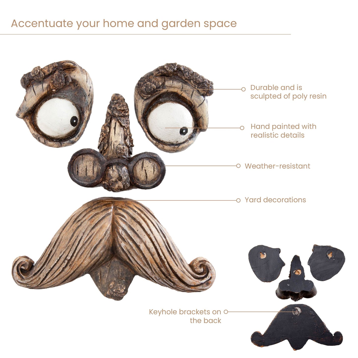 Bits and Pieces - Old Man Tree Hugger - Garden Peeker Yard Art - Outdoor Tree Hugger Sculpture - Whimsical Tree Face Garden Decoration