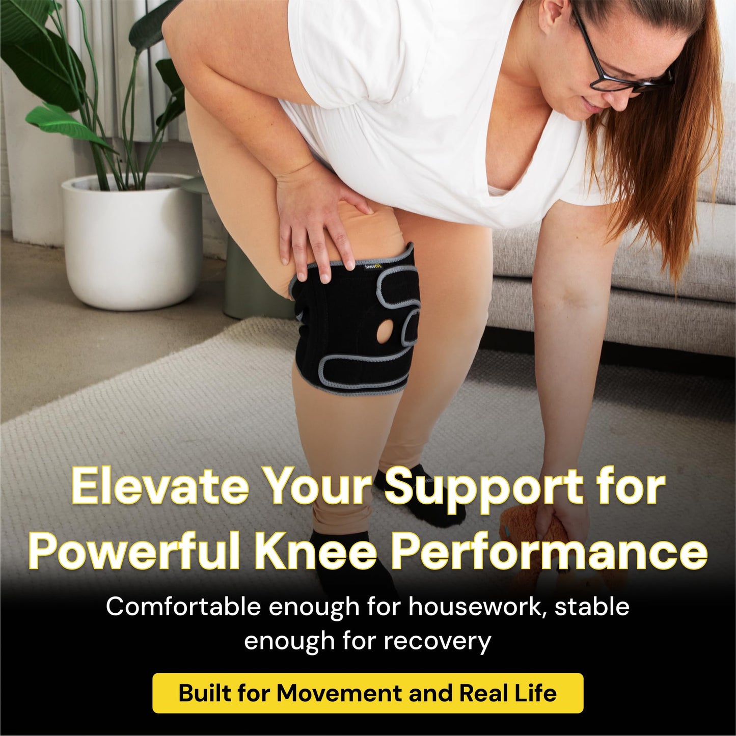 BraceUP Plus Size Knee Brace – 2XL to 5XL Knee Support for Knee Pain, Man and Woman knee brace plus size (4XL-5XL)