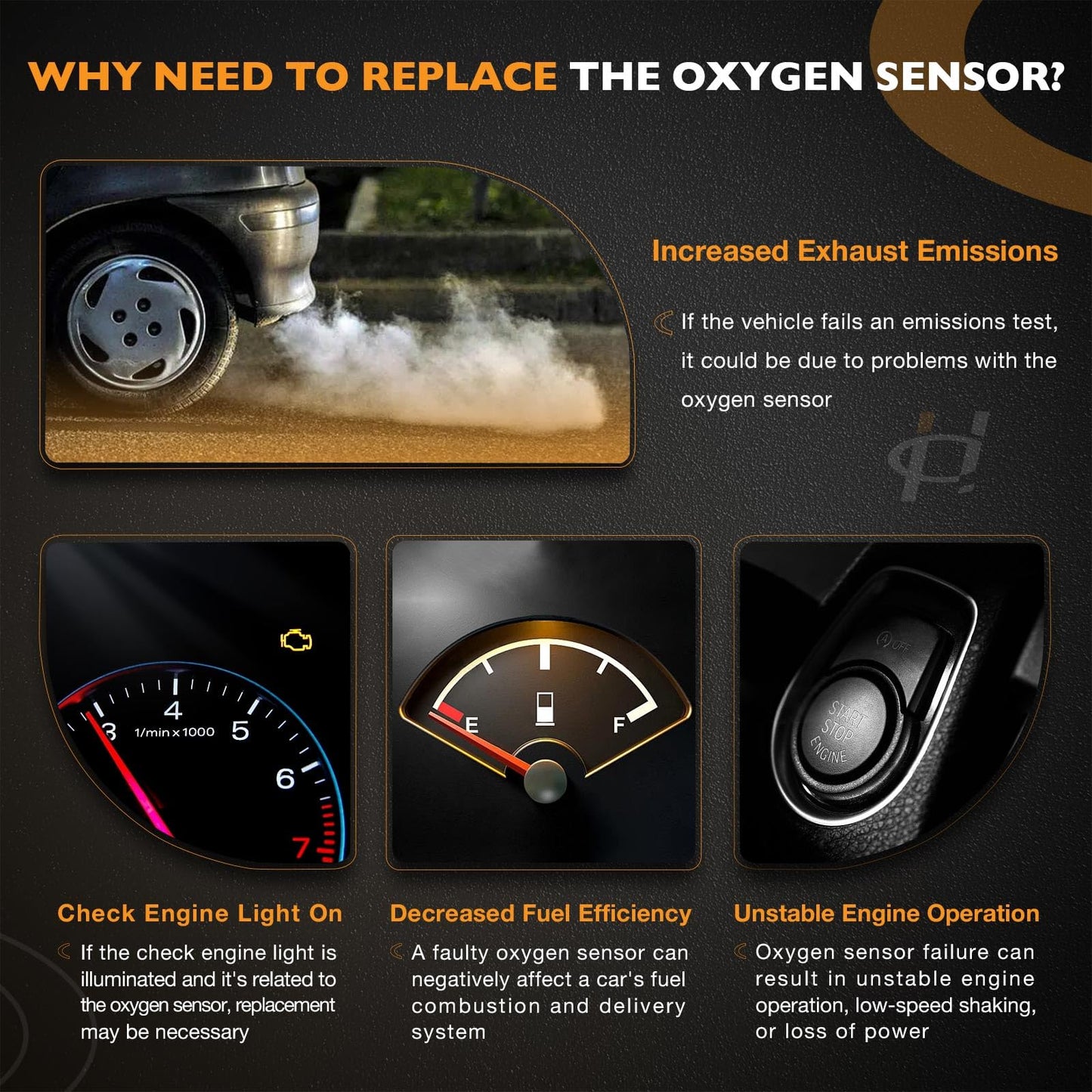 O2 Sensor Upstream, Compatible with 2004-2014 Chevy Suburban Silverado Avalanche, GMC Sierra Yukon, Cadillac Escalade, Buick LaCrosse, Pontiac G6 & More, Oxygen Sensor Replaces# 234-4668, 15284 (2Pcs)