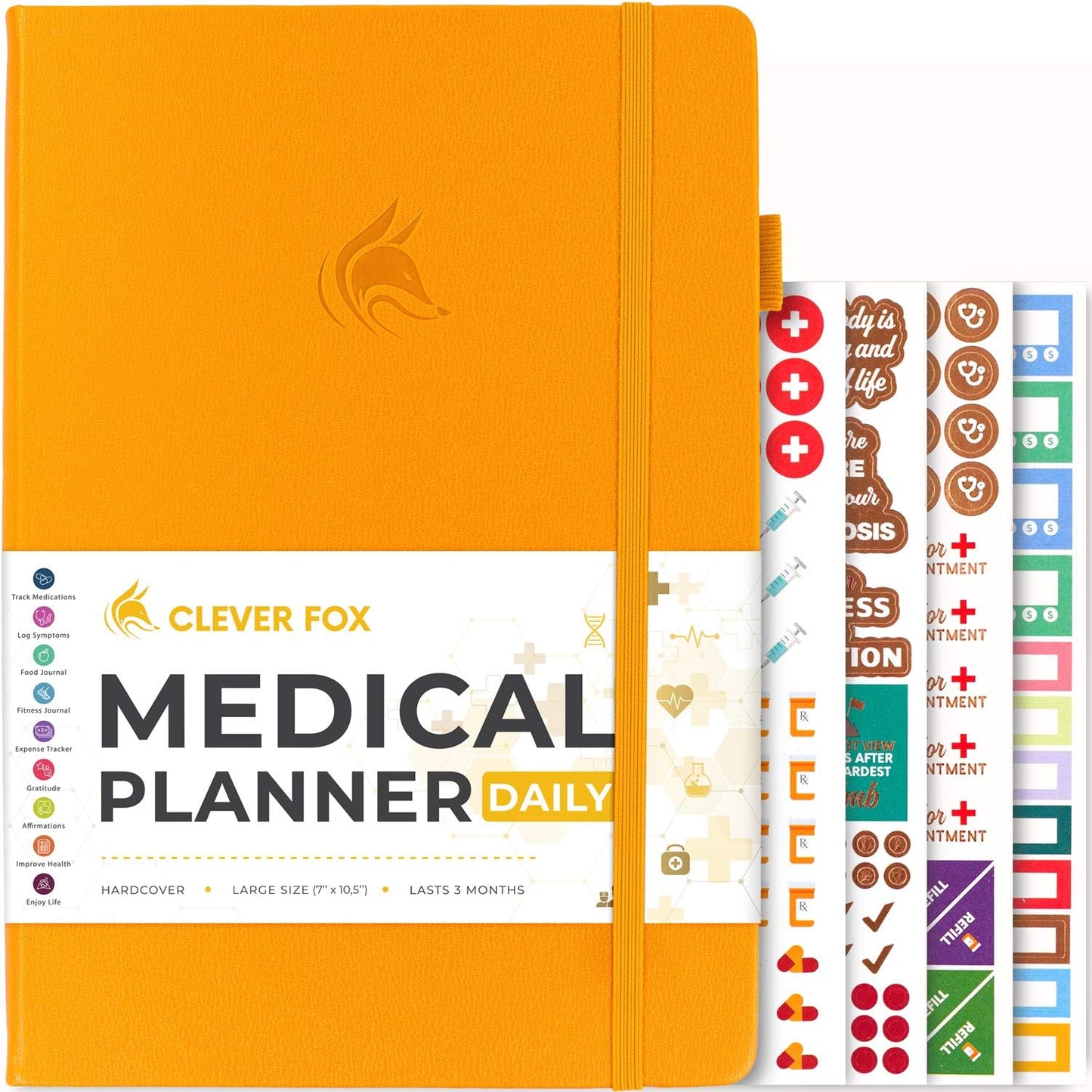 Clever Fox Large Medical Planner 12-Month – Medical Notebook, Health Diary, Wellness Journal to Track Health – 12 Months, 7x10.5″ (Amber Yellow)
