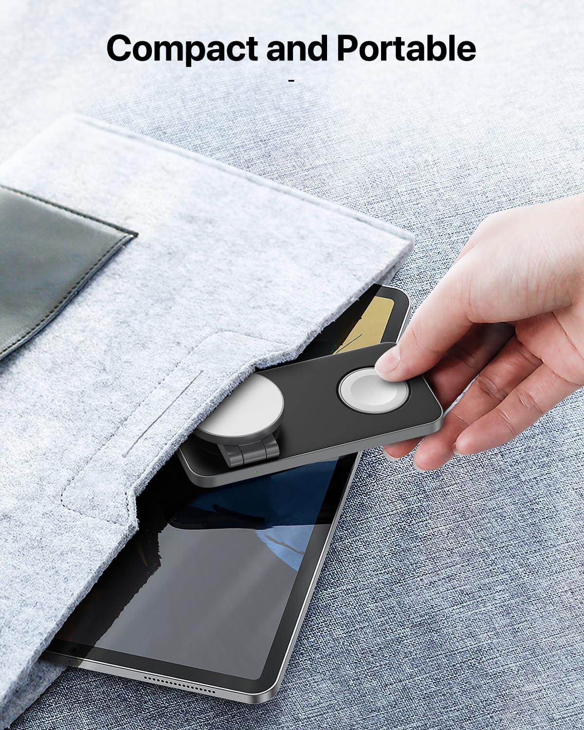 3 in 1 Wireless Charging Station, Magnetic Foldable Fast Mag-Safe Charger Stand Compatible with Apple iPhone Air/17/16/15/14/13/12, Apple Watch Ultra/SE/10/9/8/7/6/5/4, AirPods Pro/3/2 (Black+White)