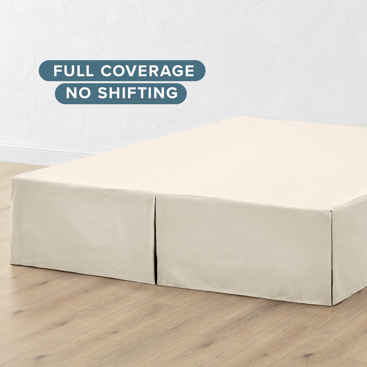 Bare Home Bed Skirt Double Brushed Premium Microfiber, 15-Inch Tailored Drop Pleated Dust Ruffle, 1800 Ultra-Soft Collection, Shrink and Fade Resistant (Queen, Sand)