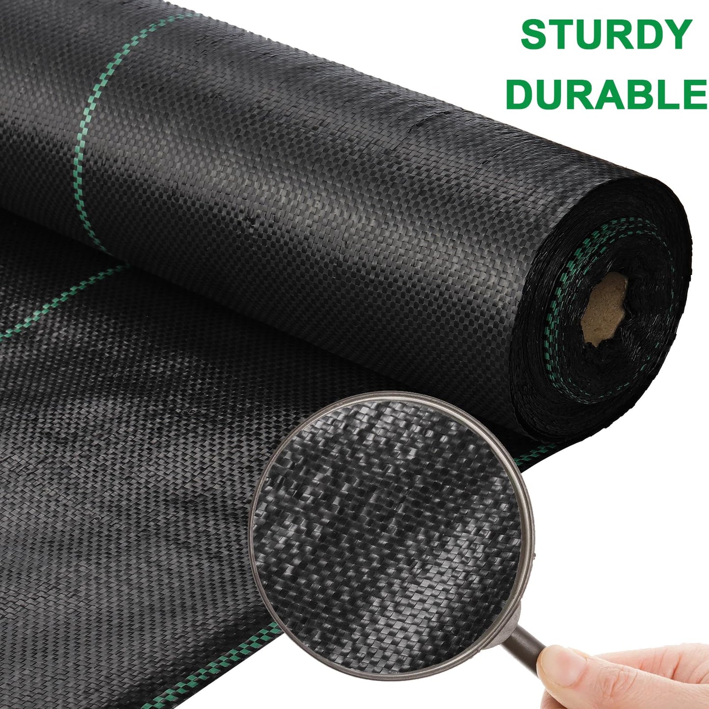 Suwimut 4ft x 100ft Weed Barrier Landscape Fabric, Woven Heavy Duty Weed Control Fabric Garden Ground Cover Weed Cloth Gardening Mat for Outdoor Flower Bed, Easy Setup