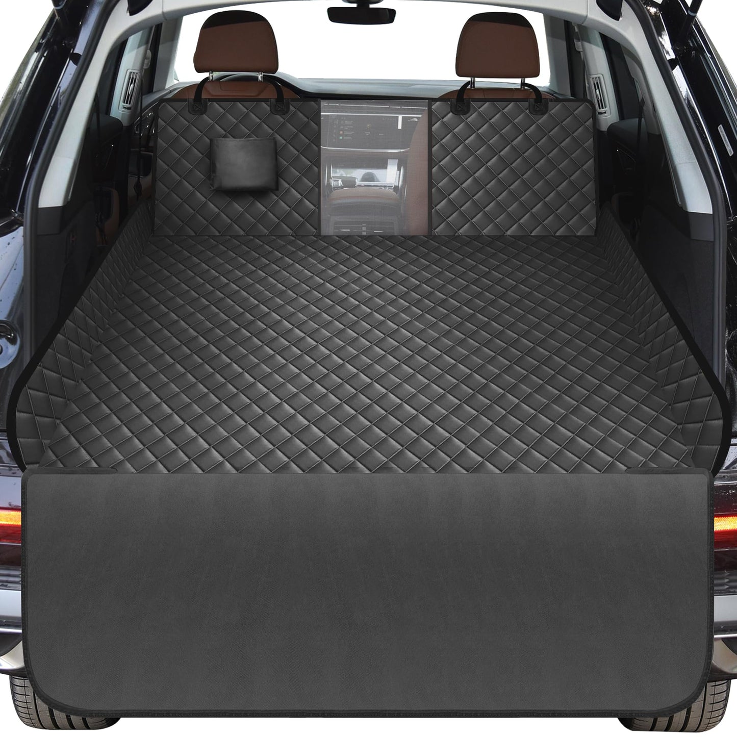 Car Dog Cargo Cover Cargo Liner, Sonlogiftev Trunk Mat for Dogs with Side Flaps Hammock Water Resistant Nonslip Dog Seat Cover Cargo Area Protector Scratchproof for SUVs Sedans Vans