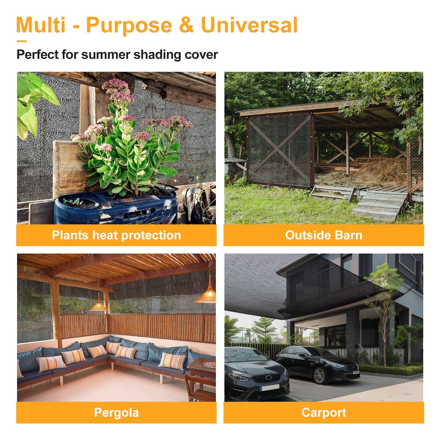 UCINNOVATE Shade Cloth 70% Sunblock Shade Net 10ft x 20ft Greenhouse Cover，UV Resistant Shade Netting Fabric Net Mesh with Grommets for Garden Patio Lawn Flower Plant Outdoor Parking Yard or Kennel
