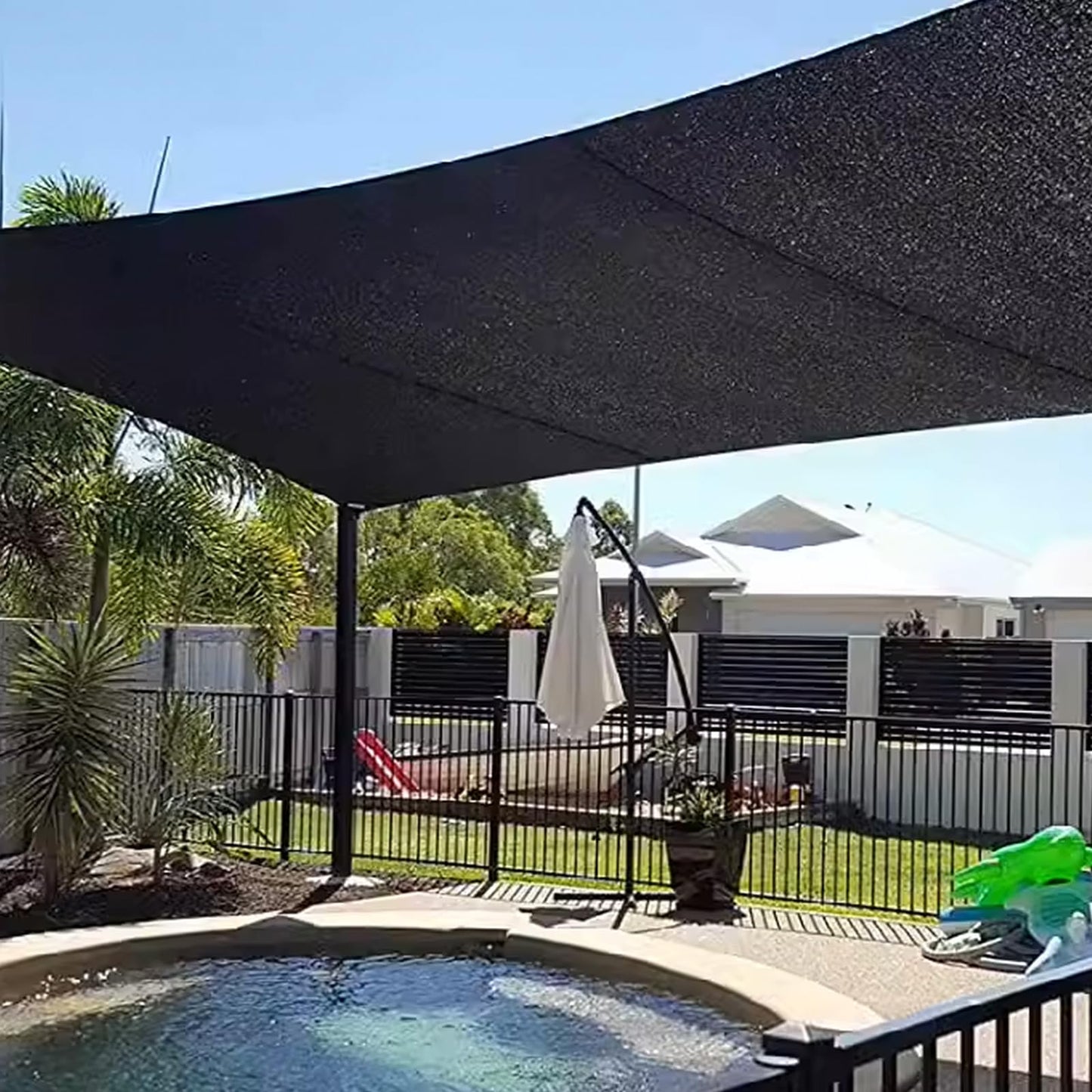 Garden 90% Shade Mesh Cloth, Phiowocx 10 x 20FT Sun Shade Net,Resistant Mesh Sun Shade Reinforced Grommets Shade Trap for Greenhouse,Plant,and Backyard Patio Sunshade,Pergola(Black-3x6m)