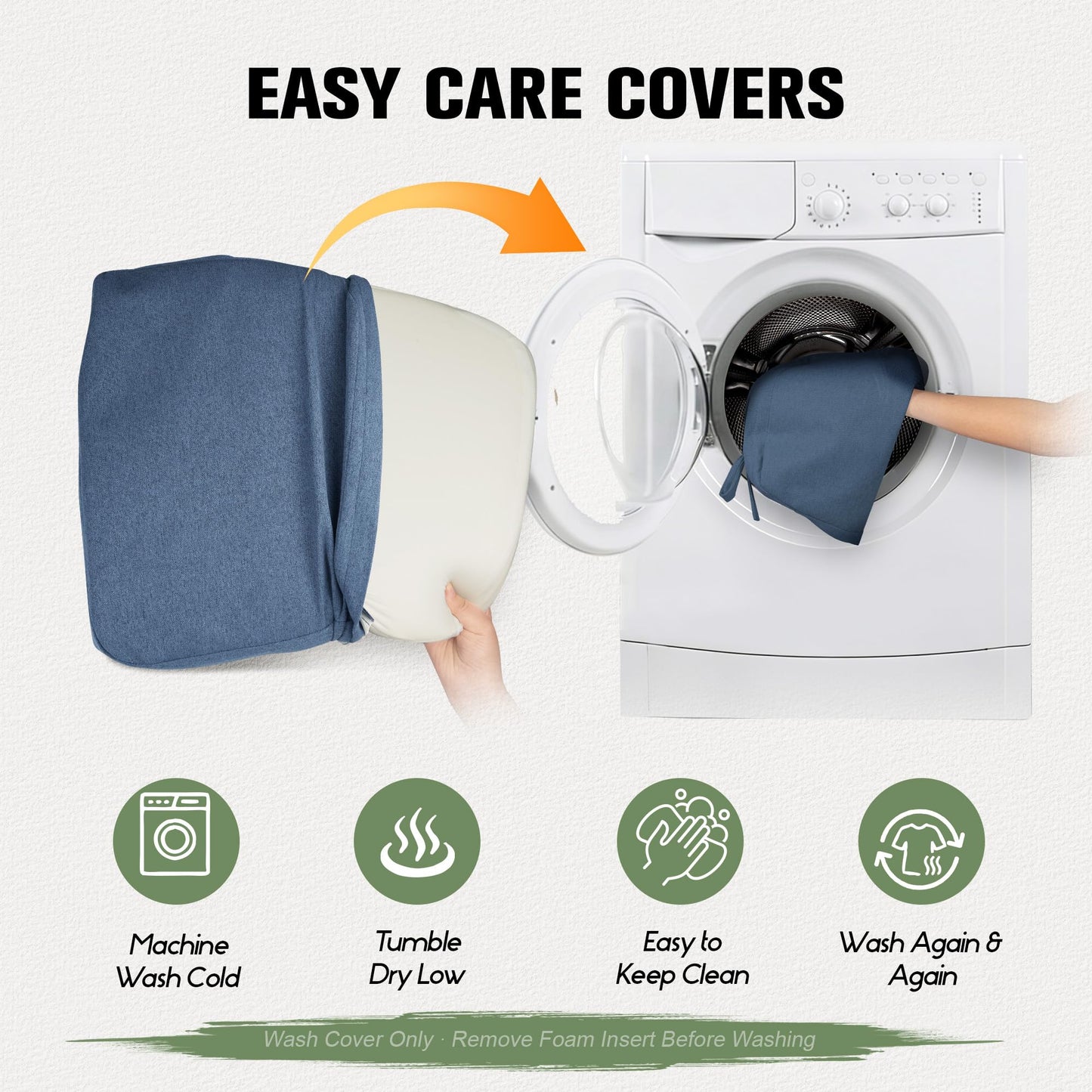 kingphenix Dining Chair Cushions Set of 4, 2.5 inch Thick Kitchen Chair Pads with Ties, Non Slip Bottom, Removable Washable Cover, 17” x 16”, Navy Blue