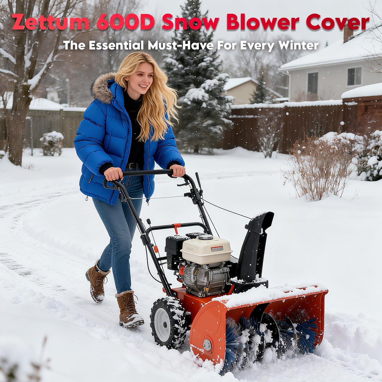 Zettum Snow Blower Cover - 600D Snowblower Covers Heavy Duty Waterproof, Outdoor Snow Thrower Cover Universal Fit for EGO, Honda, Cub Cadet, Ryobi, Ariens, Troy Bilt, Snow Joe, Toro and PowerSmart