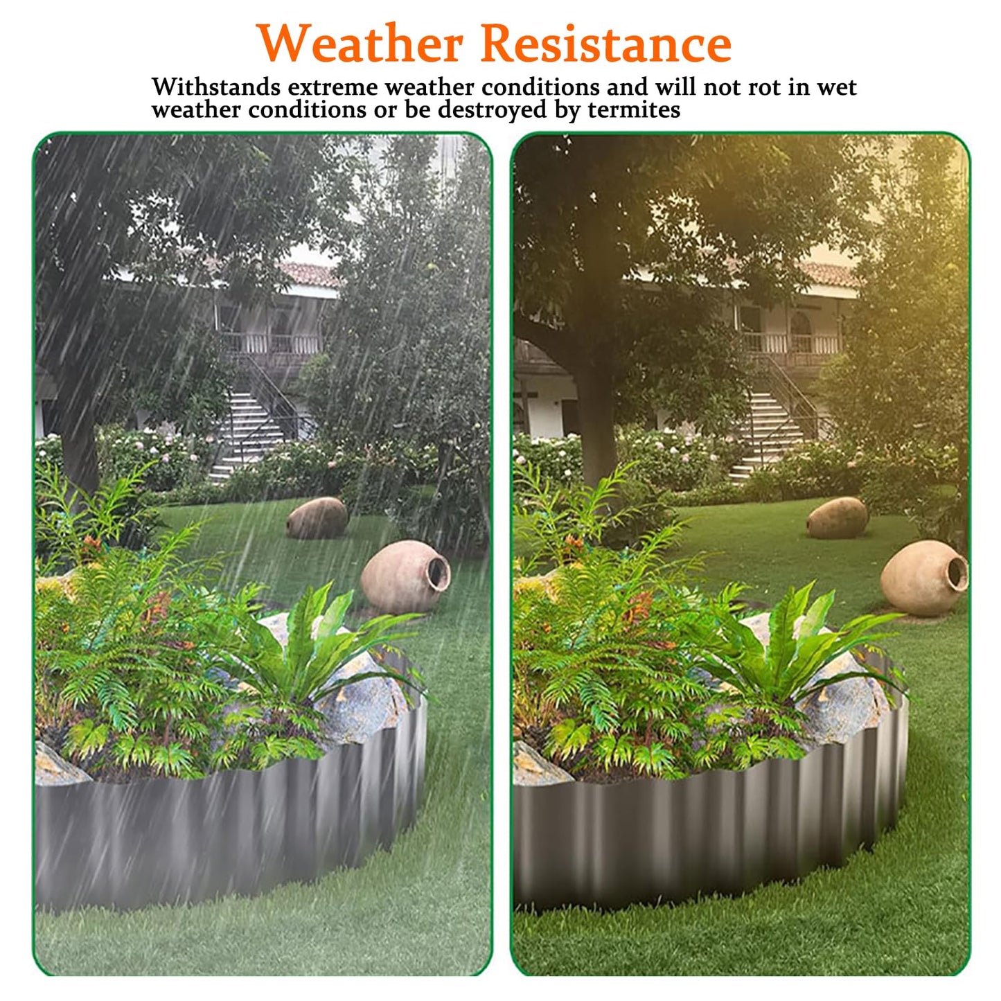Metal Garden Edging Border 6” x 40ft, Bendable Sturdy & Flexible Landscape Lawn Edging, Wide-Corrugated Landscape Border for Raised Flower Beds, Tree Surrounds, DIY Yard Borders -Black