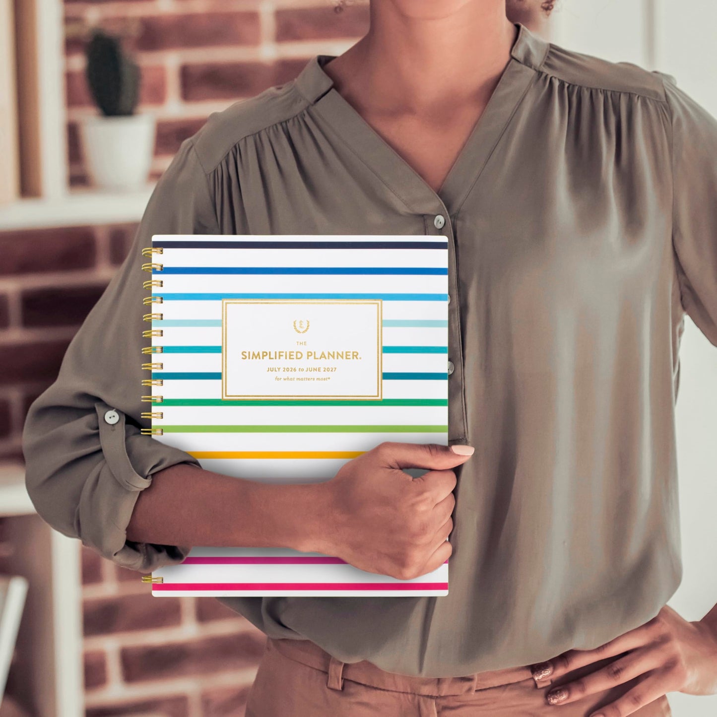 AT-A-GLANCE Planner 2026-2027 Weekly & Monthly Academic 12-Month July-June, 8-1/2" x 11", Simplified by Emily Ley, Happy Stripe (EL49-905A)