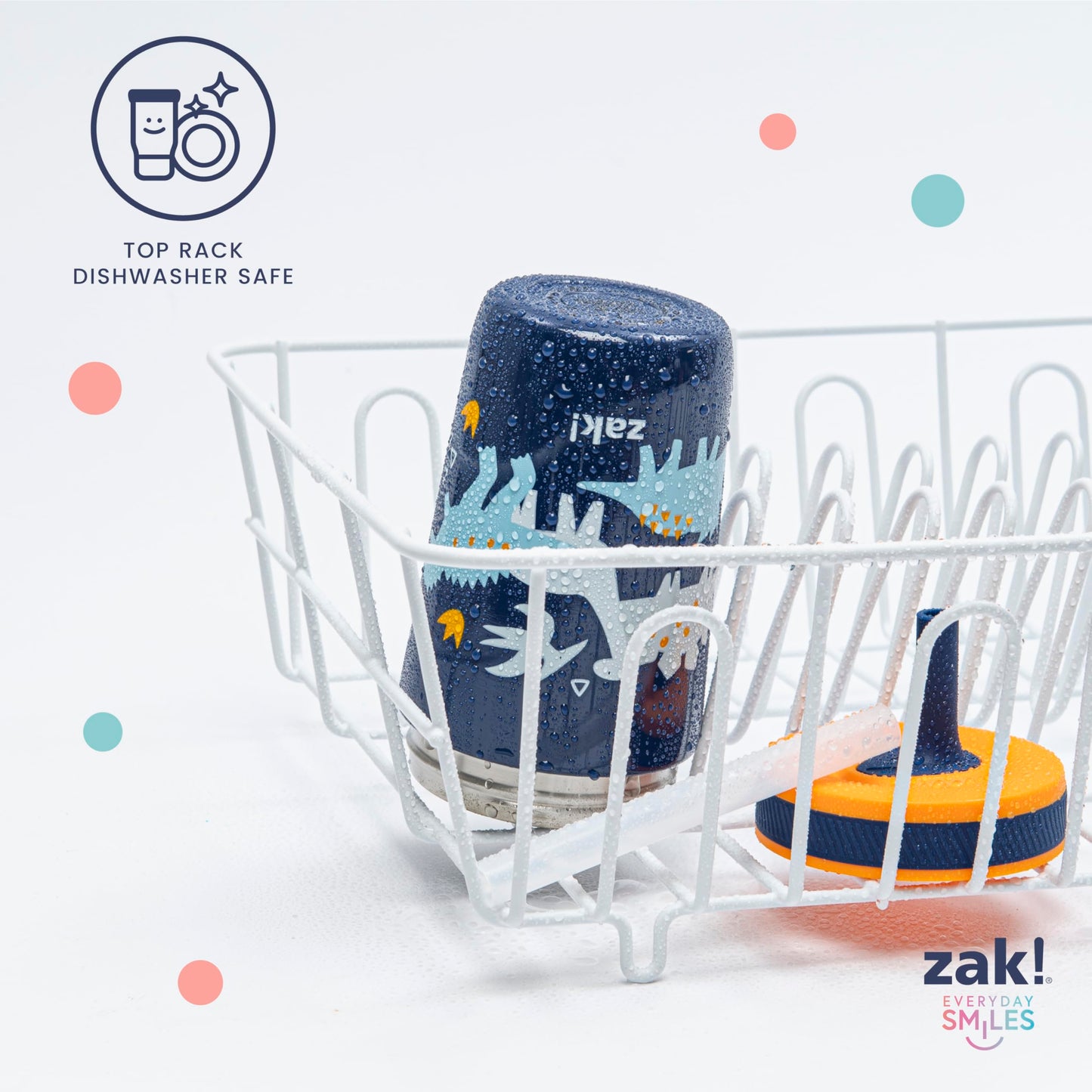 Zak Designs Kelso Toddler Cups for Travel or at Home, 12oz Vacuum Insulated Stainless Steel Sippy Cup with Leak-Proof Design is Perfect for Kids (Safari)
