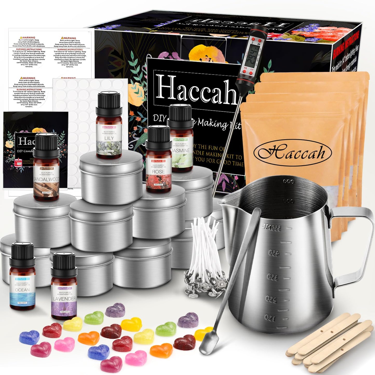 Complete Candle Making Kit,Candle Making Supplies,DIY Arts and Crafts Kits for Adults,Beginners Including Wax, Wicks, 6 Kinds of Scents,Dyes,Melting Pot,Candle tins