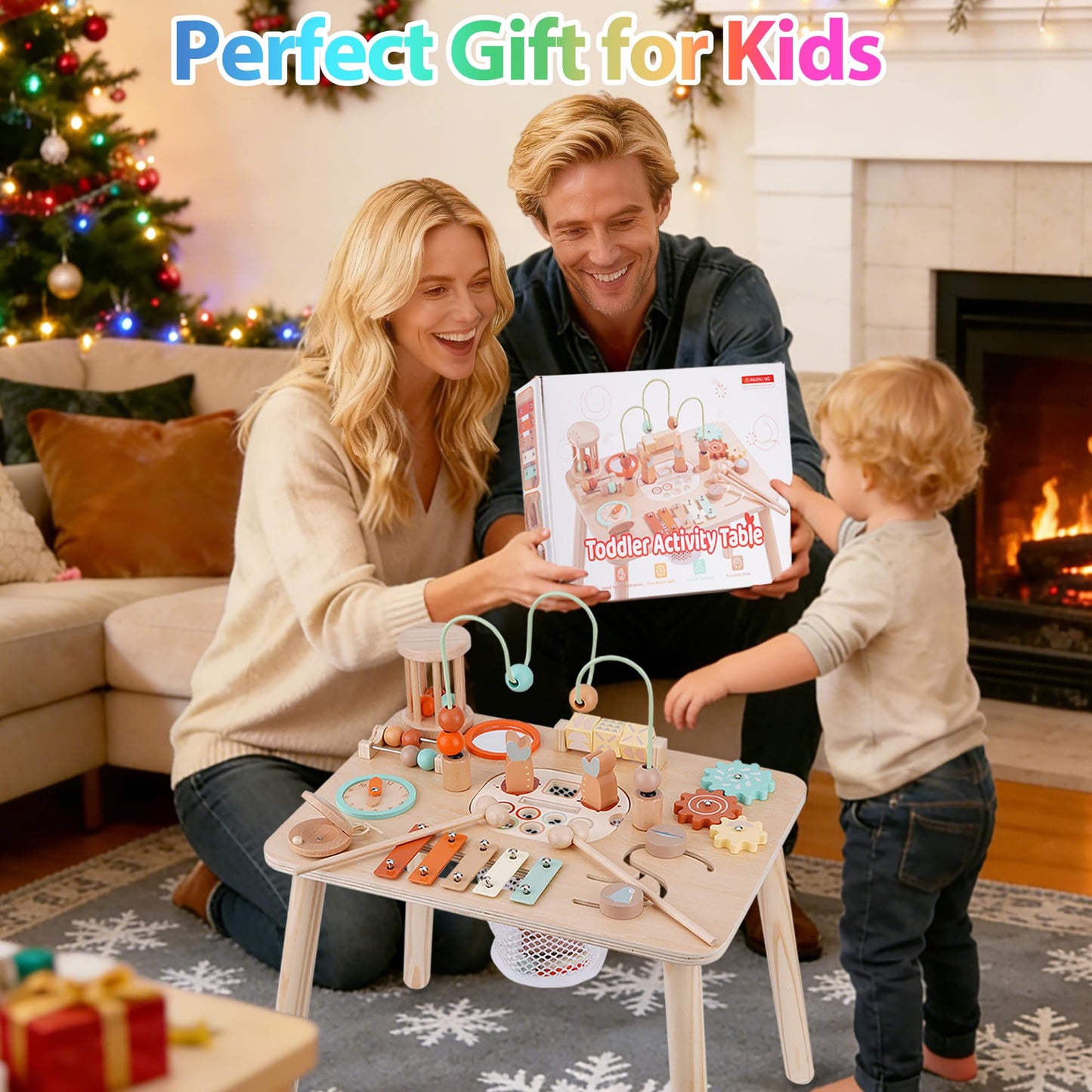 ATOYUS Activity Table, Montessori Toys for 1 2 Year Old Boys Girls Kid, 13 in 1 Wooden Sensory Play Table for Toddler 1-3, Educational Learning Toy for 12-18 Months Baby, 1st Christmas Birthday Gifts