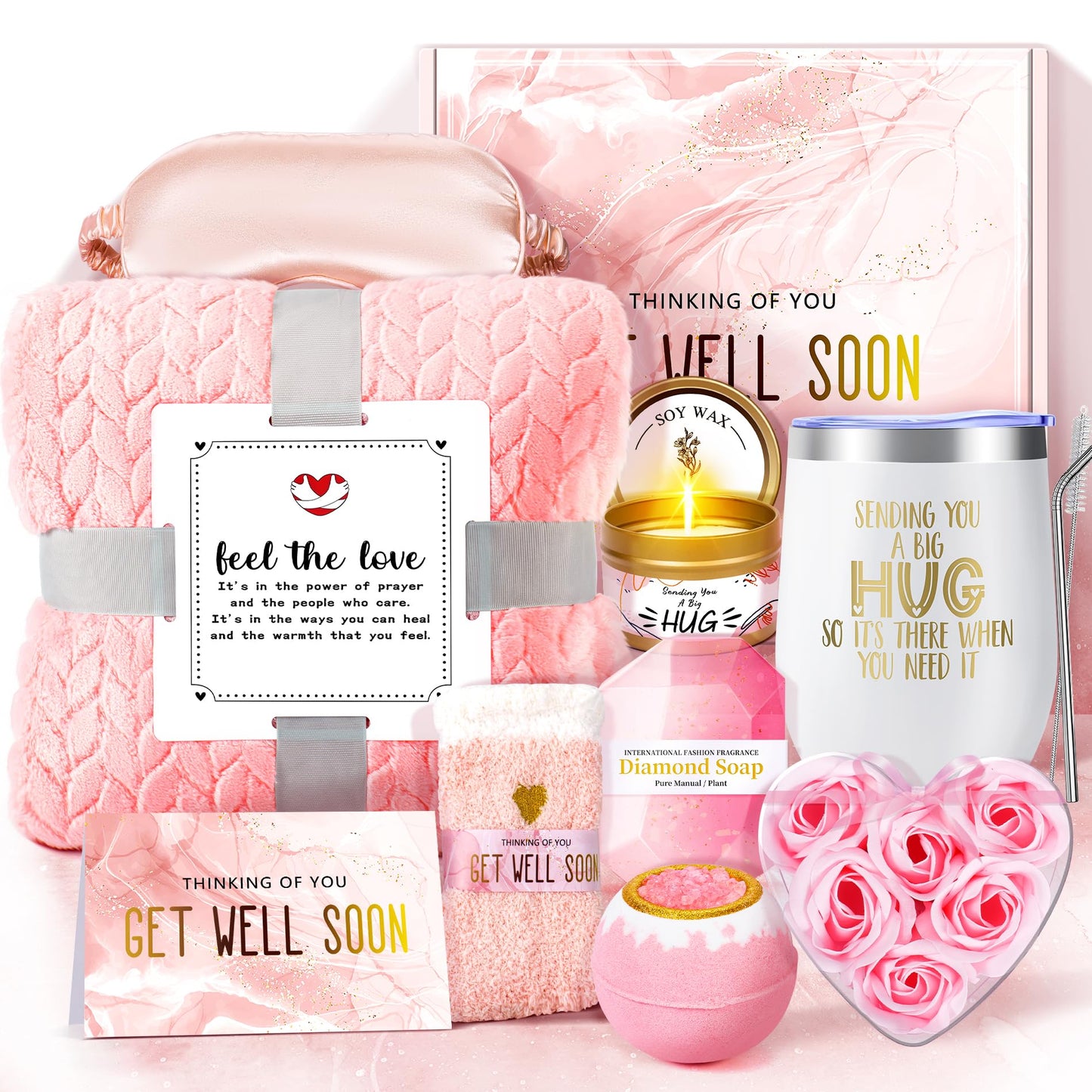 14PCS Get Well Soon Gift Baskets for Women, Birthday Baskets, Get Well Soon Gifts for Women After Surgery, Birthday Thinking of You Mothers Day Gifts for Mom Her Friend Sister Wife