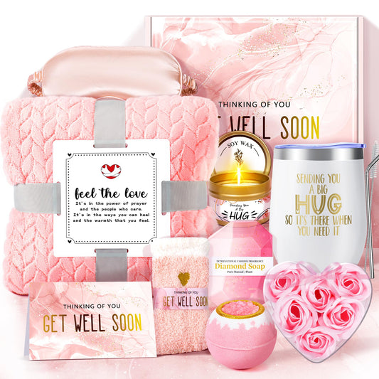 14PCS Get Well Soon Gift Baskets for Women, Birthday Baskets, Get Well Soon Gifts for Women After Surgery, Birthday Thinking of You Mothers Day Gifts for Mom Her Friend Sister Wife