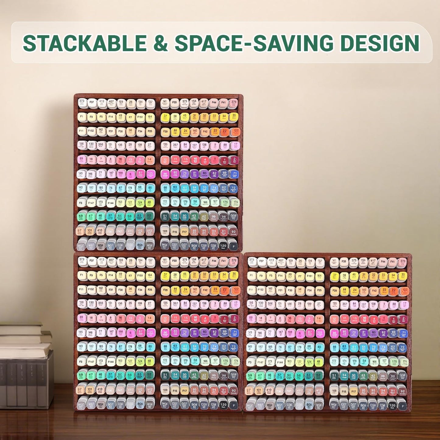 Wooden Organizer Holds 176 Markers, No Assembly – Marker/Alcohol Marker Storage, Wooden Desk Organizer/Holder, Rangement Crayon Alcool for Artists, Kids, Home Ofifce Mothers' Day Birthday Gift