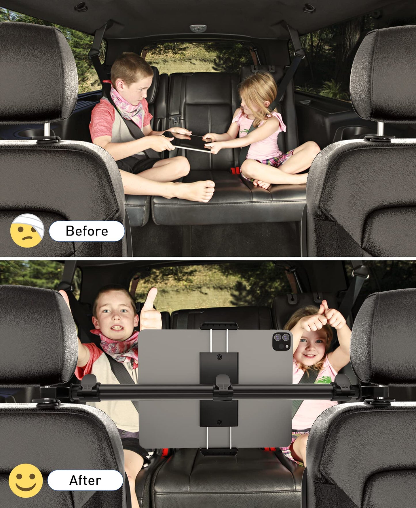 Car Tablet Holder Mount for iPad: Tryone Headrest Tablet Stand for Car Back Seat Compatible with iPad Pro Air Mini | Galaxy Tab | Kindle Fire HD | Switch OLED or Other 4.7-16.1" Devices