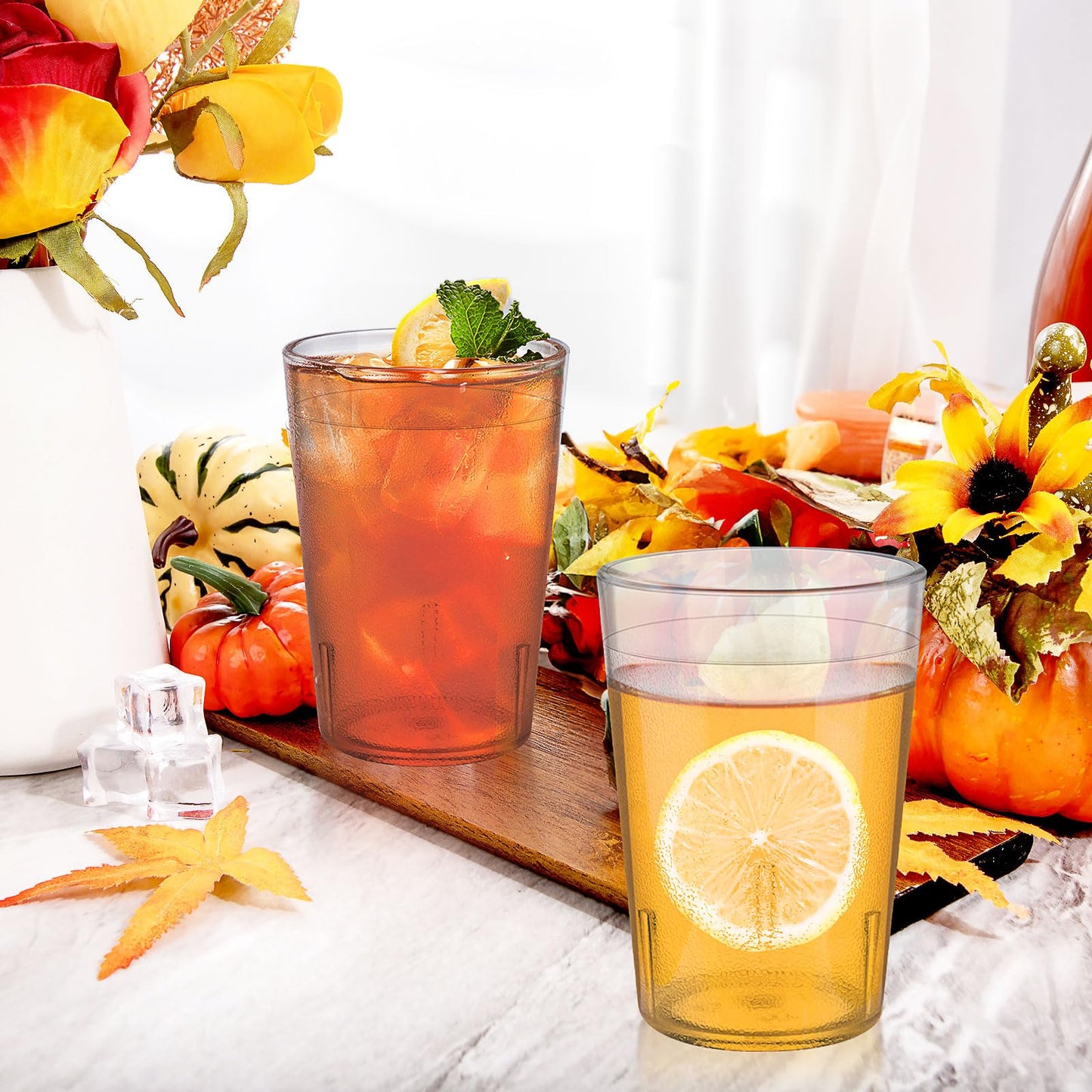 48 Pack 8oz Clear Plastic Cup Restaurant Grade Break Resistant Drinking Glasses are Reusable, Stackable and Shatterproof Drink Tumblers for Cafe Party and Catering Supplies