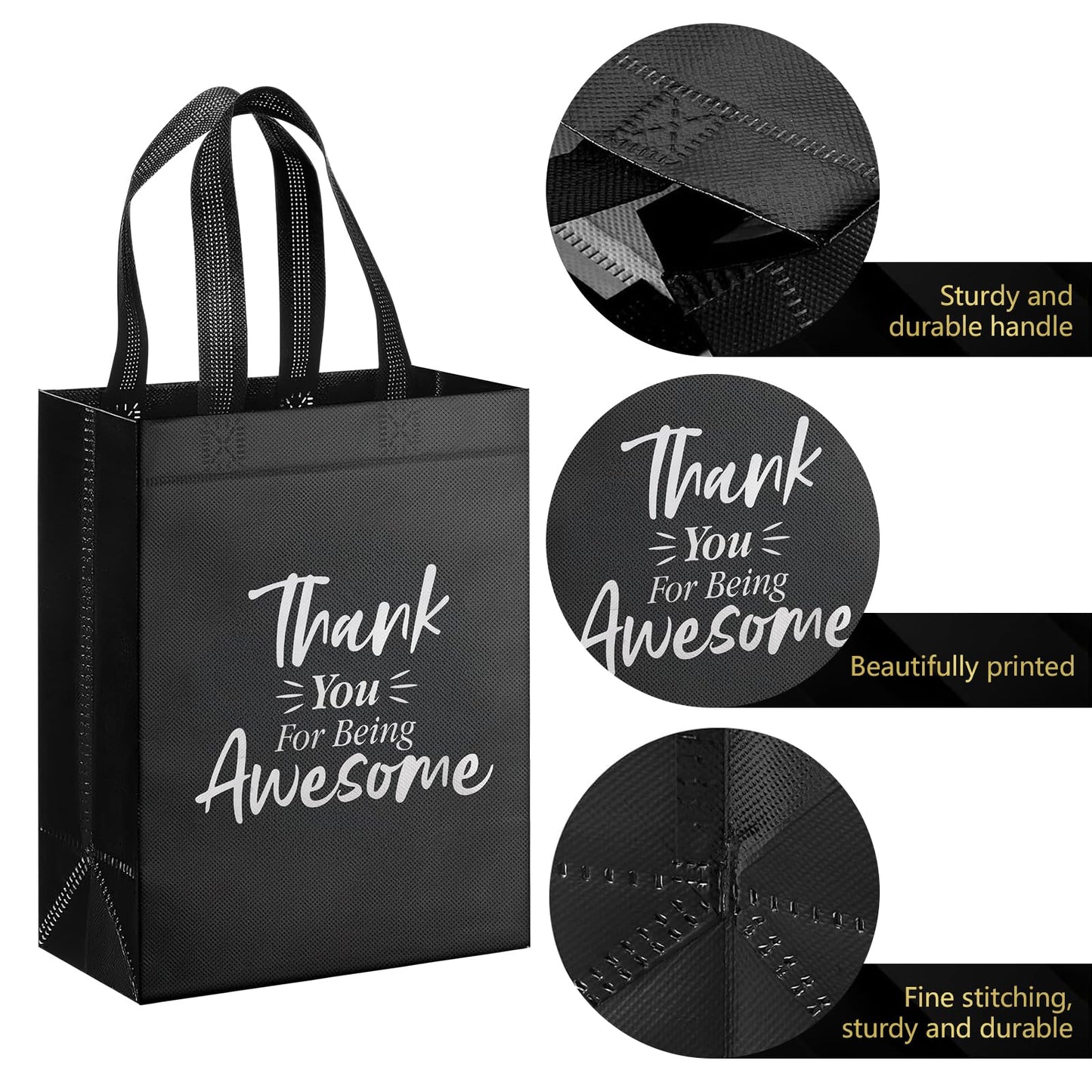 36 Pack Reusable Grocery Bags Bulk, Non-Woven Party Favor Bags, Thank You Gift Bags With Handles, Tote Goodie Gift Bags for Graduation Wedding Birthday Business Employee Appreciation, 10 x 8 x 4 Inch