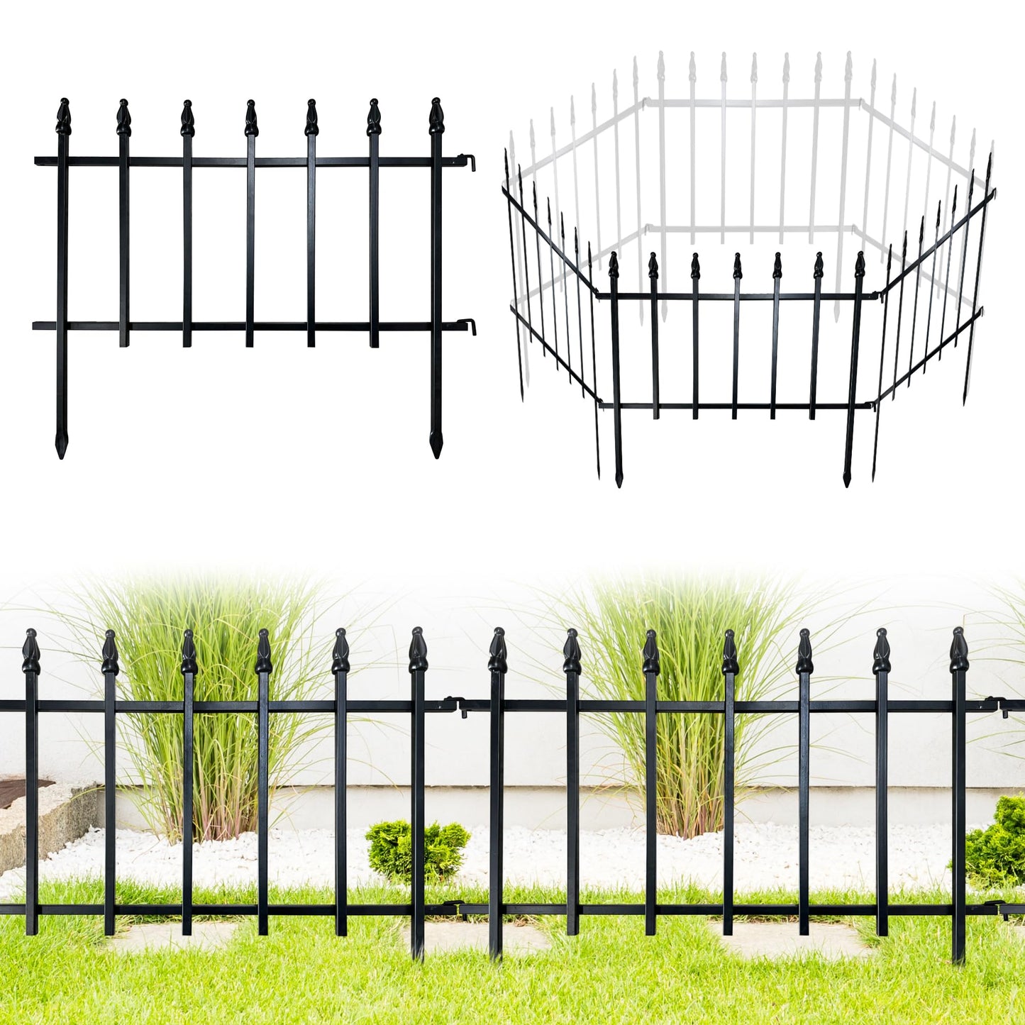 ARIFARO Decorative Metal Garden Fence 18" high x 22" Wide 5 Pack, Animal Barrier for Dog Pet,Border Garden Fencing for Outdoor Patio Lawn Yard Flower Bed