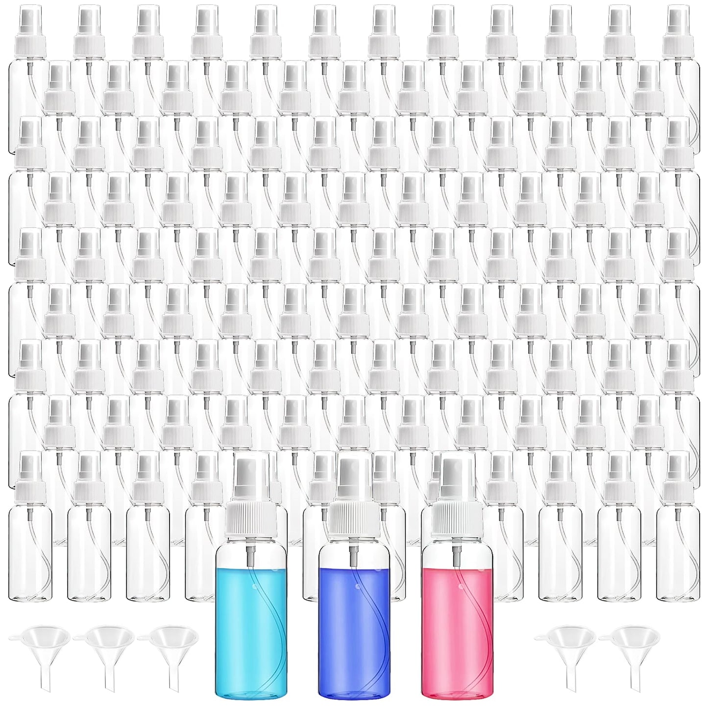200 Pcs Mini Travel Spray Bottles,1oz Fine Mist Spray Bottle,Clear Plastic Empty Travel Bottle with Small Funnels,Refillable Liquid Containers for Alcohol Skin Toner Essential Oils Perfumes