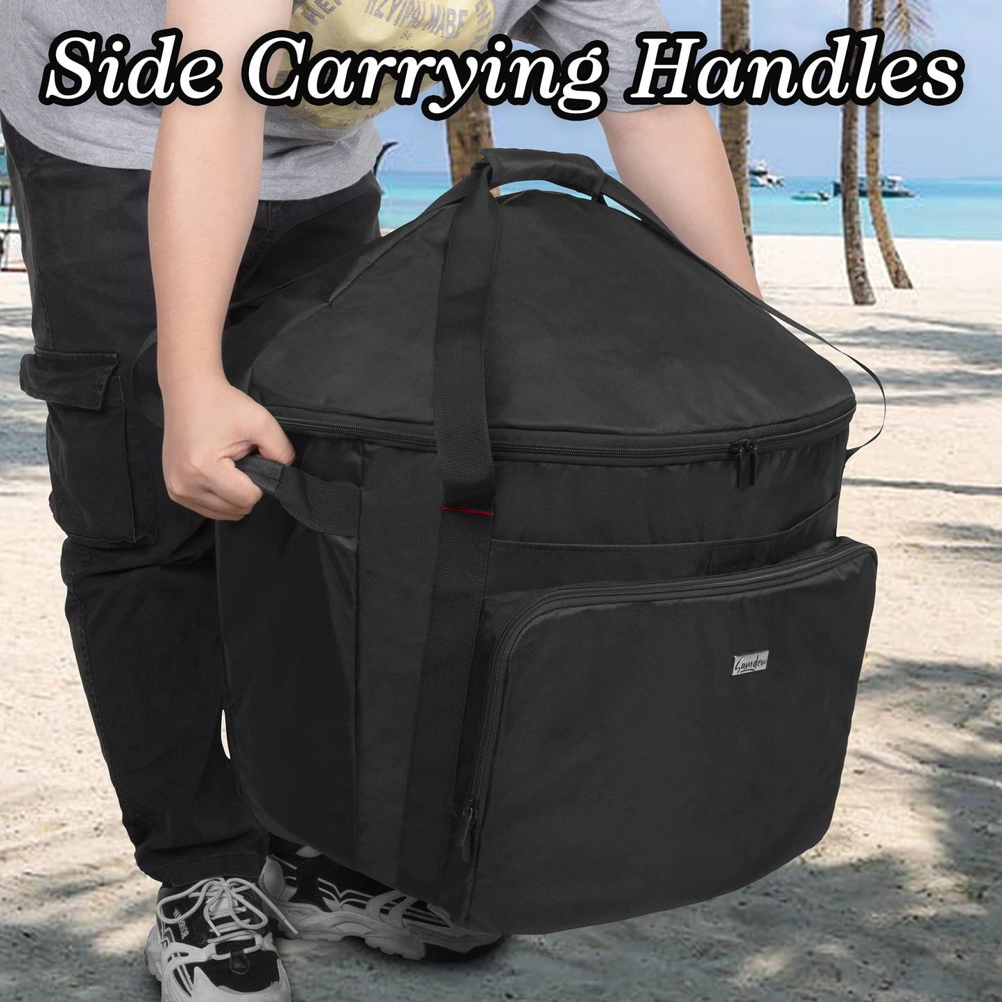 SAMDEW Portable Grill Carry Bag Compatible with Weber Jumbo Joe 18 Inch Charcoal Grill, Grill Cover Compatible with Jumbo Joe 18 in Portable Grill, with Pocket and Handle, Bag Only (Patented Design)
