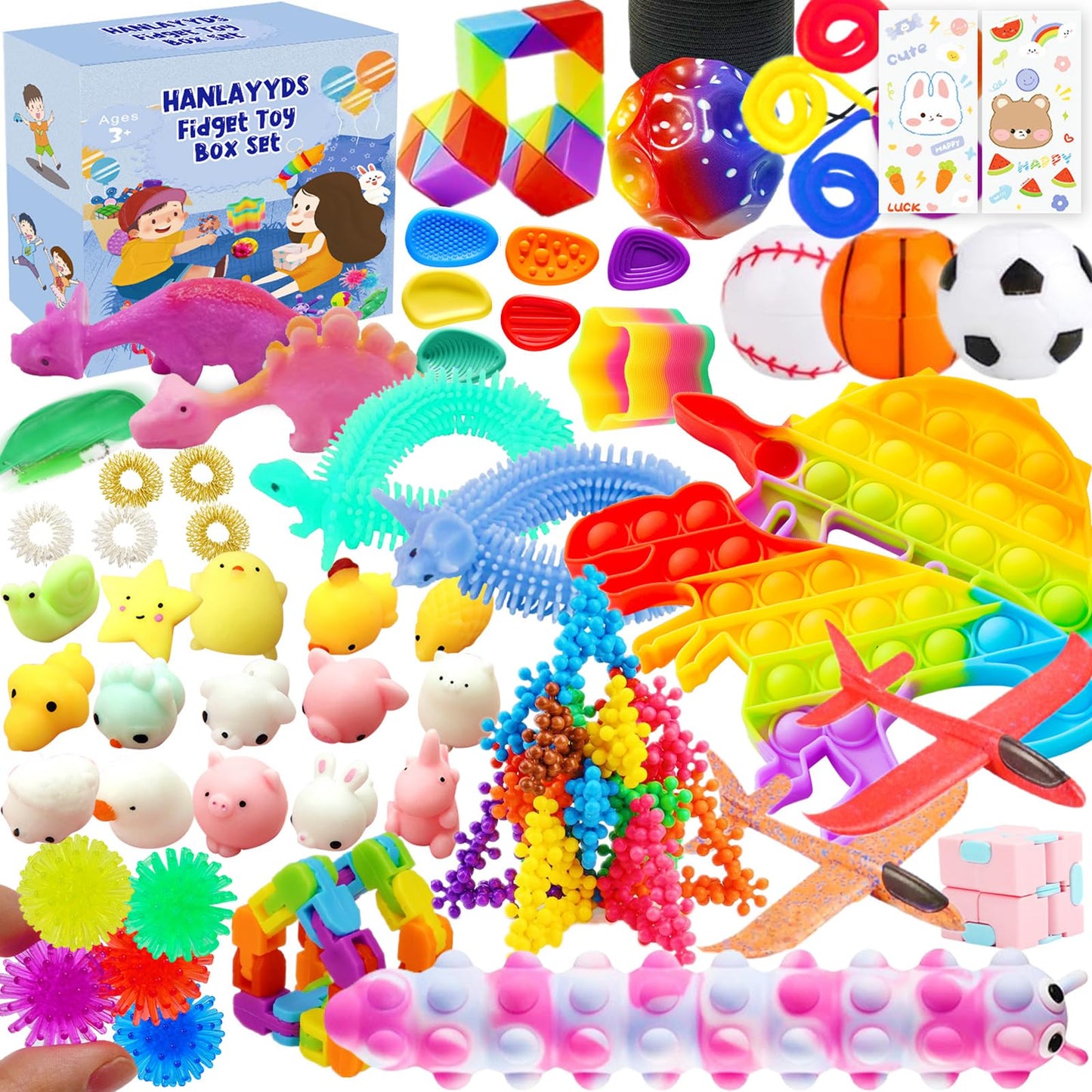 HANLAYYDS 150Pcs Fidget Toys Set, Sensory Pop Stress Relive Toys for Kids Adults Boys and Girls ADHD Anxiety Autism - Pinata Stuffers, Party Favors, Classroom Stress Relief Prizes (A-150Pcs)
