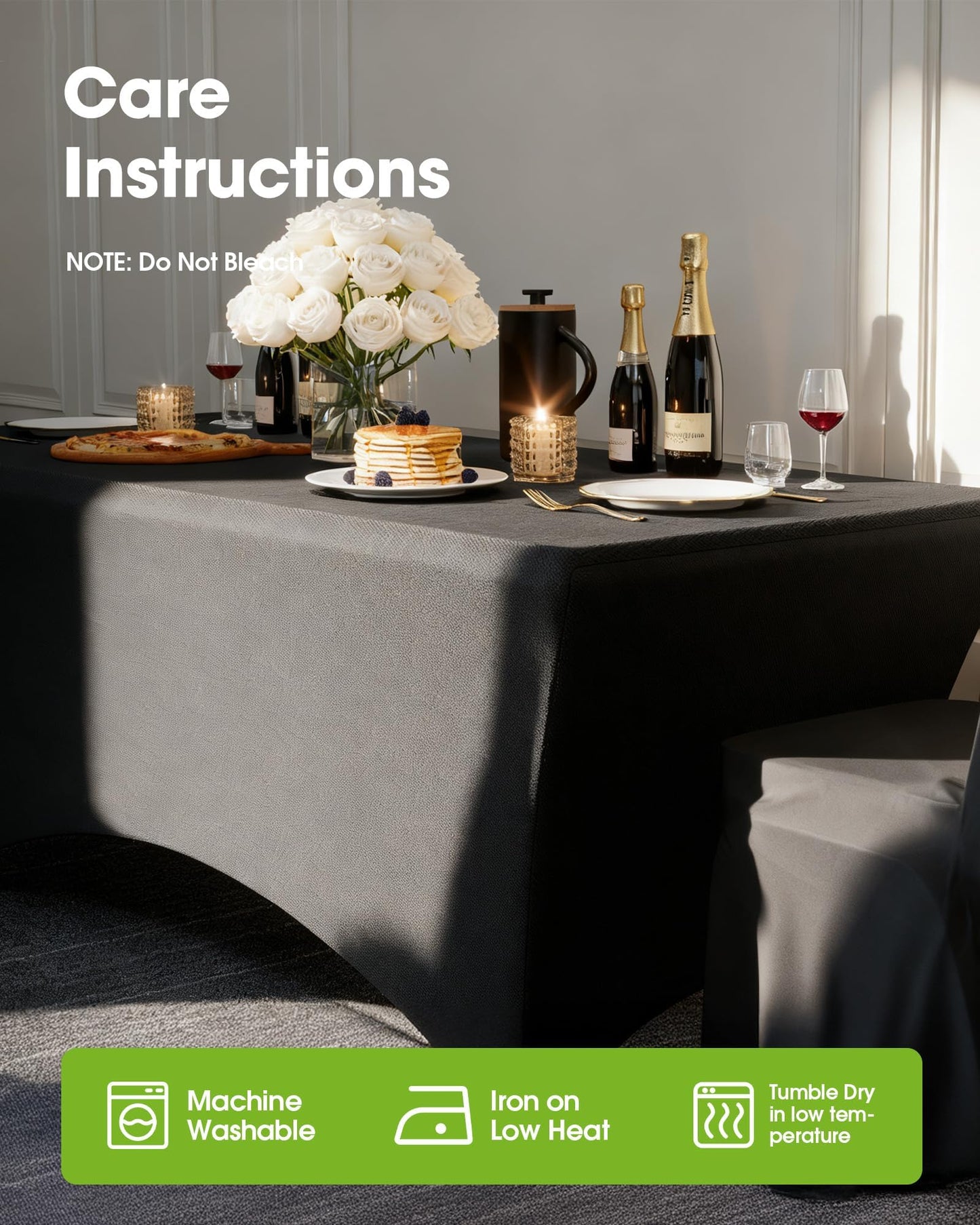 Pureegg Spandex Tablecloth 6ft - 4 Pack, Fitted and Tight Table Cloth for Rectangular Table, Wrinkle-Free and Stretch Table Cover for Party, Wedding, and Banquet, Black, 72" L x 30" W x 30" H