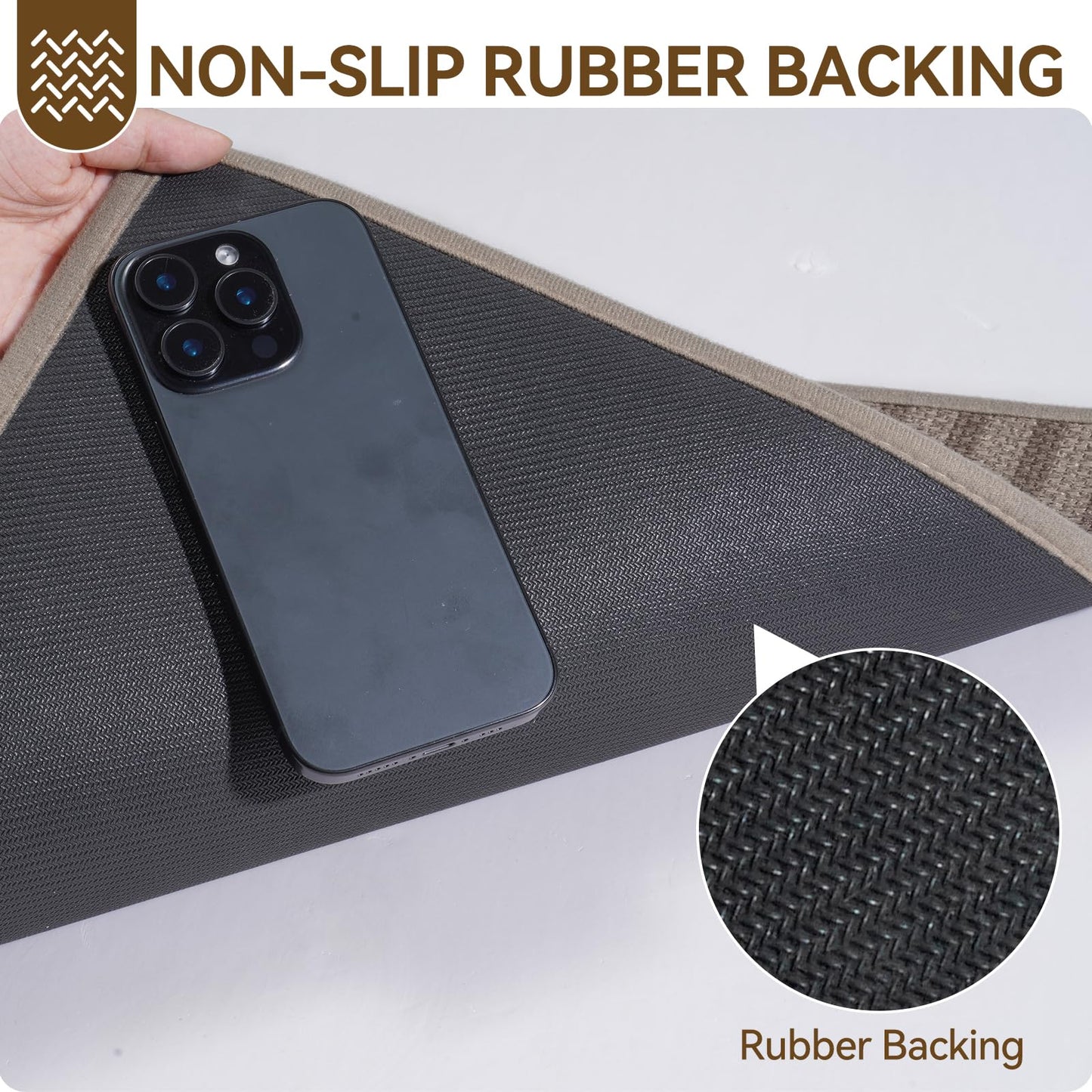 YDKGL Front Door Mat 36''x59'', Absorbent Dirt Resist Washable Non Slip Low-Profile Indoor Doormat, Welcome Entryway Door Mats,Brown