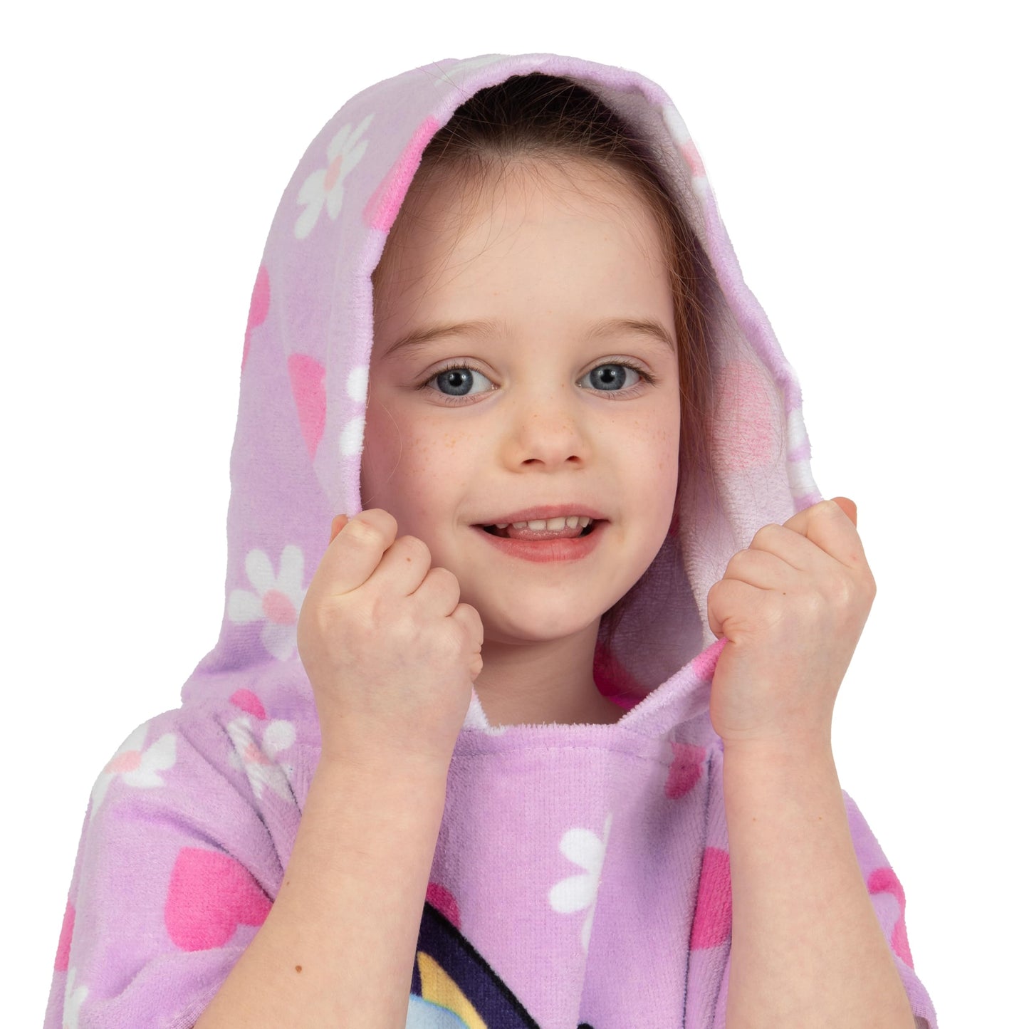 Bluey Towel Poncho | Girls Hooded Beach Towel | Cotton Girls Bath Towels | Kids Swimming Towels | One Size | Purple