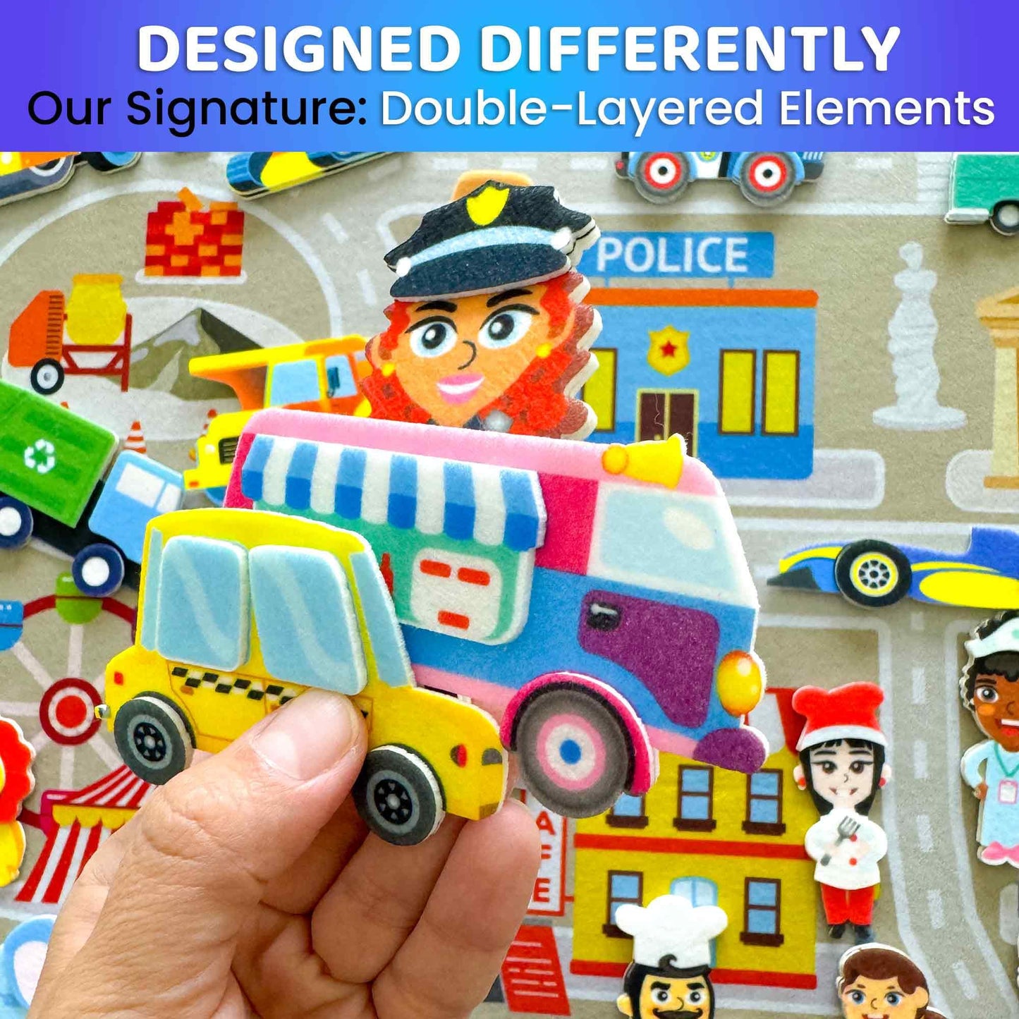 QUOKKA City Felt Board for Kids 3-5 Years Old - Social Emotional Preschool Learning Activities for Ages 3-4 - Educational Flannel Toy for Toddlers 3 - Emotion Skills Speech Therapy Gift