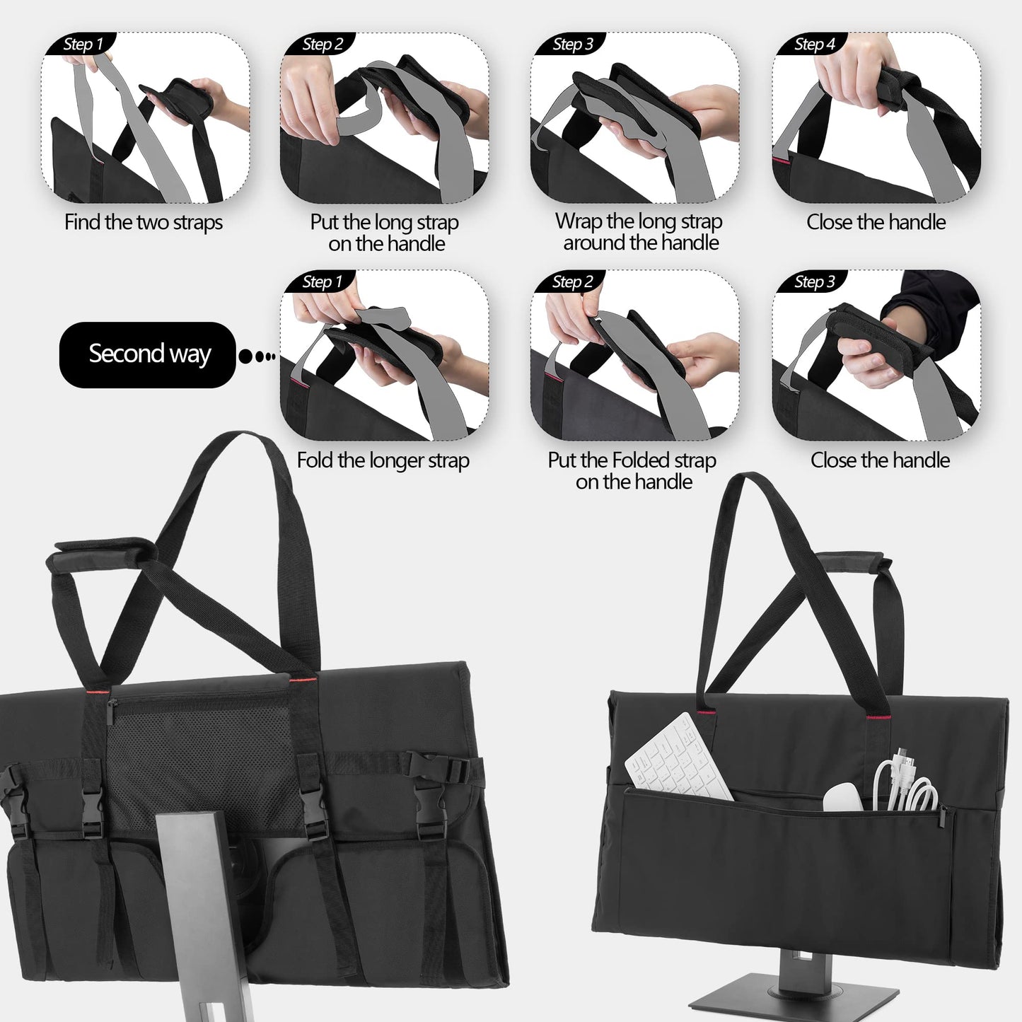 Trunab Travel Carrying Case Compatible with 27" iMac / 27" LCD Screens, Protective Monitor Dust Cover Travel Bag with Padded Velvet Lining for 27” Monitor and Accessories (Patented Design)