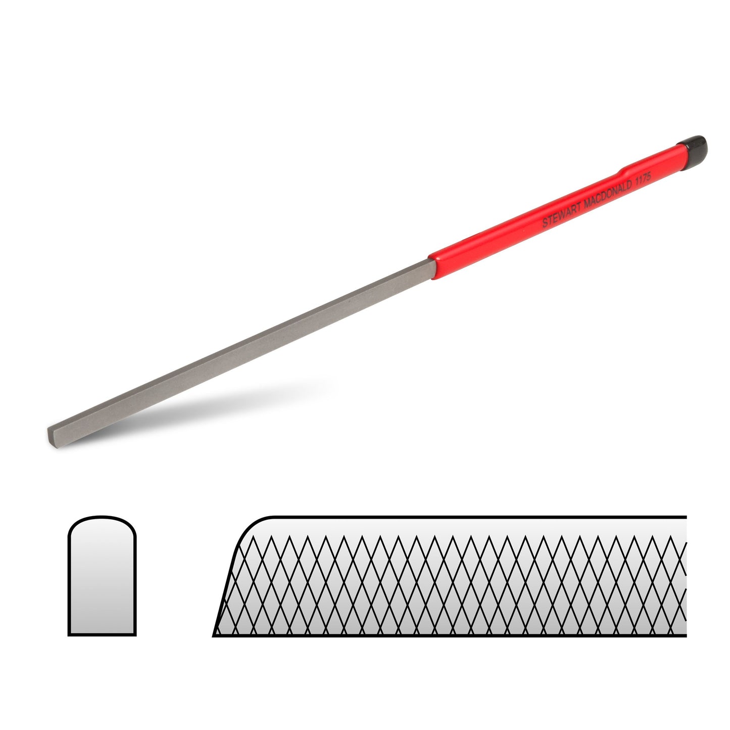 StewMac Fret End Dressing File - Safely Fix Sharp Guitar Frets & Fret Sprout Fast - For Rounding, Shaping, and Smoothing Frets - Professional Luthier Guitar Repair Tool - (1175)
