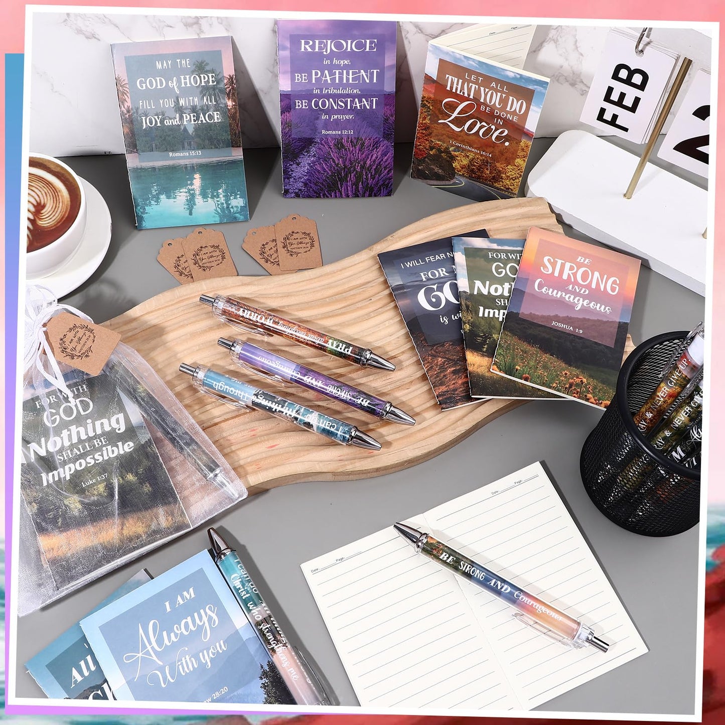 80 Pcs /20 Set Christian Gift Set Bible Verse Notebooks with Scripture Pens Religious Prayer Bookmarks Church Journals Notepads for Sunday School Chriistmas Party Favor