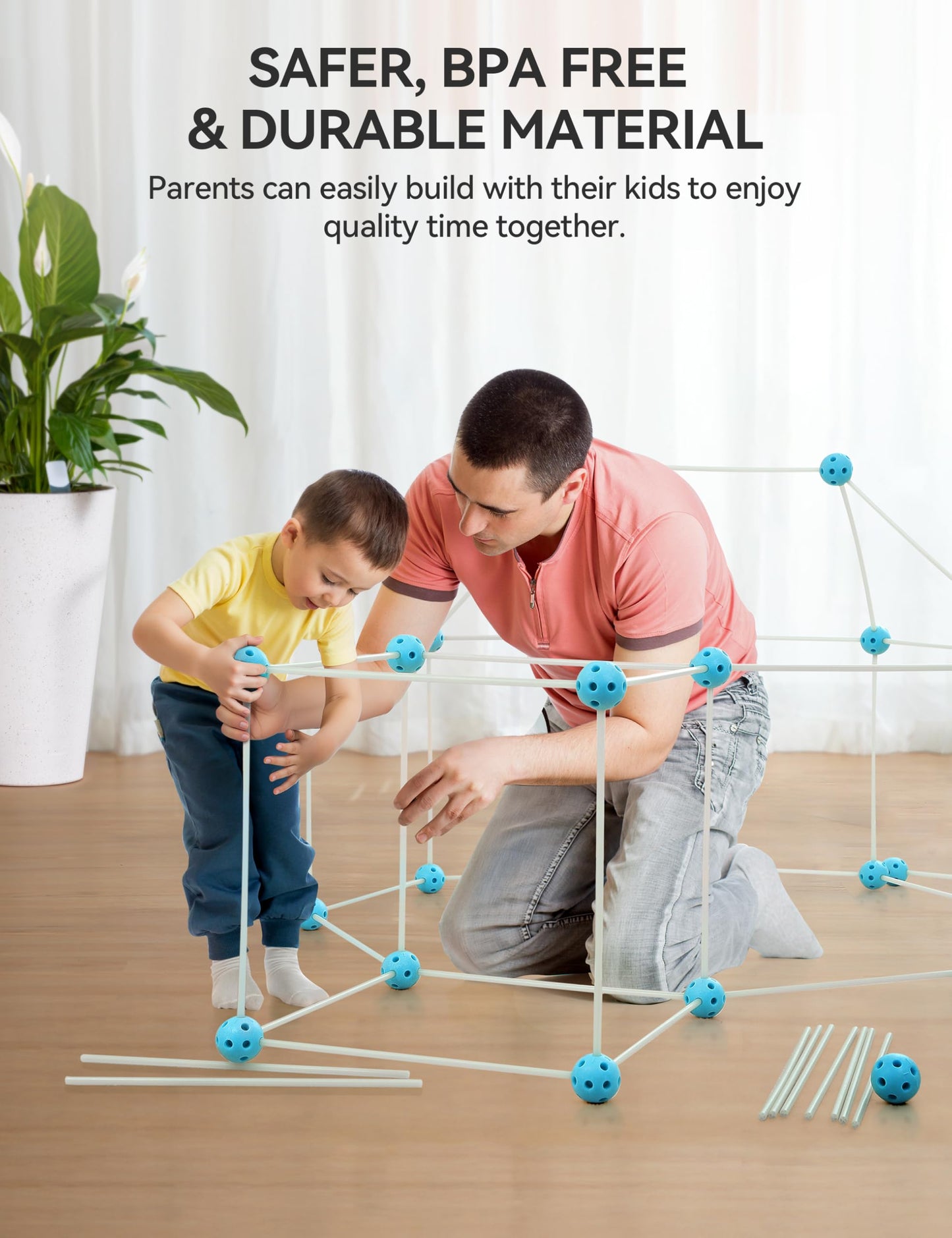 besrey Fort Building Kit for Kids with Toss Game, 144 Pcs 5 in 1 Creative Fort Toy, STEM Construction Toy, Outdoor Play Structure, Kids Outdoor Toys for 3, 4,5,6,7,8,9,10 Years,DIY Play Tent Tunnel