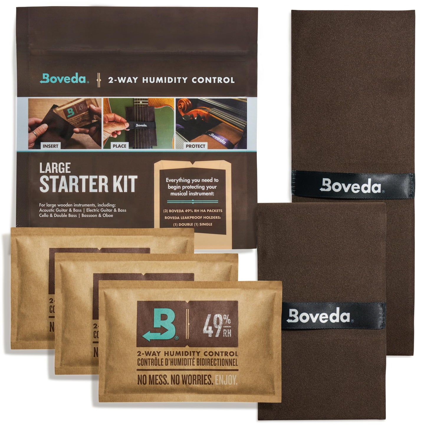 Boveda Music Starter Kit - (3) 49% RH Standard Boveda - Ideal Two Way Moisture Control for Most Climates - For Guitars and Other Large Wooden Instruments