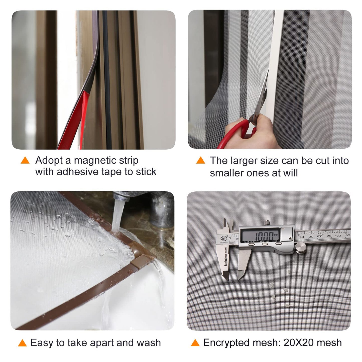 DIY Magnetic Window Screen Max 75"x51"((190x130cm) Fits Any Size Smaller Adjustable Easy Installation（ White Frame fire-Retarded mesh）
