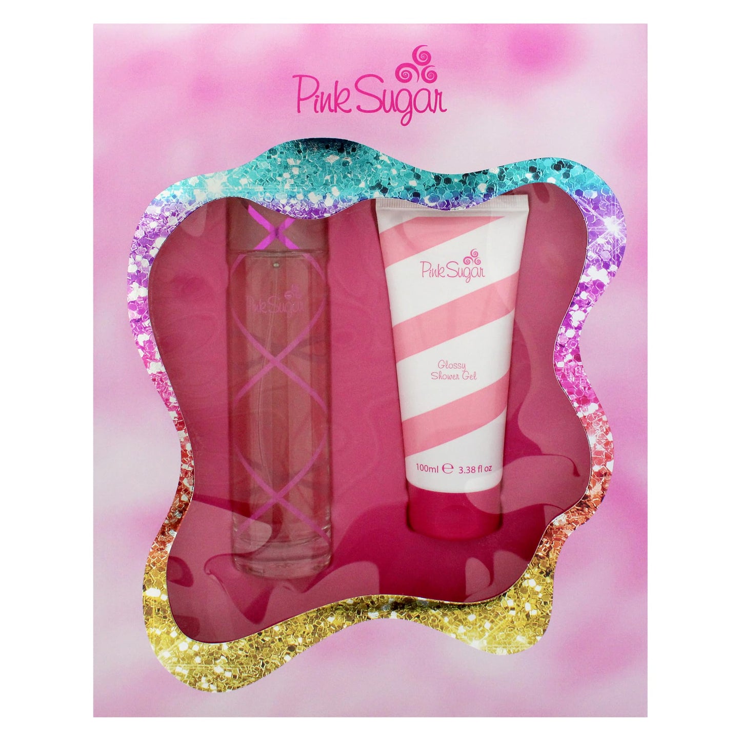 Aquolina Pink Sugar for Women - 2 Pc Gift Set 3.4oz EDT Spray, 3.4oz Glossy Shower Gel