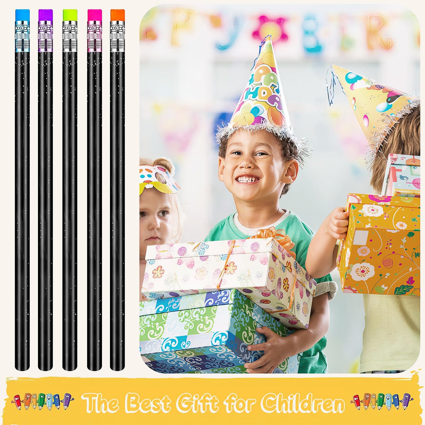 100 Pieces Color Changing Mood Metallic Glitter Pencil with Eraser Wooden Pencils Heat Activated Color Changing Pencils Thermochromic Pencils for Graduation Kids Birthday Gift Party Favors