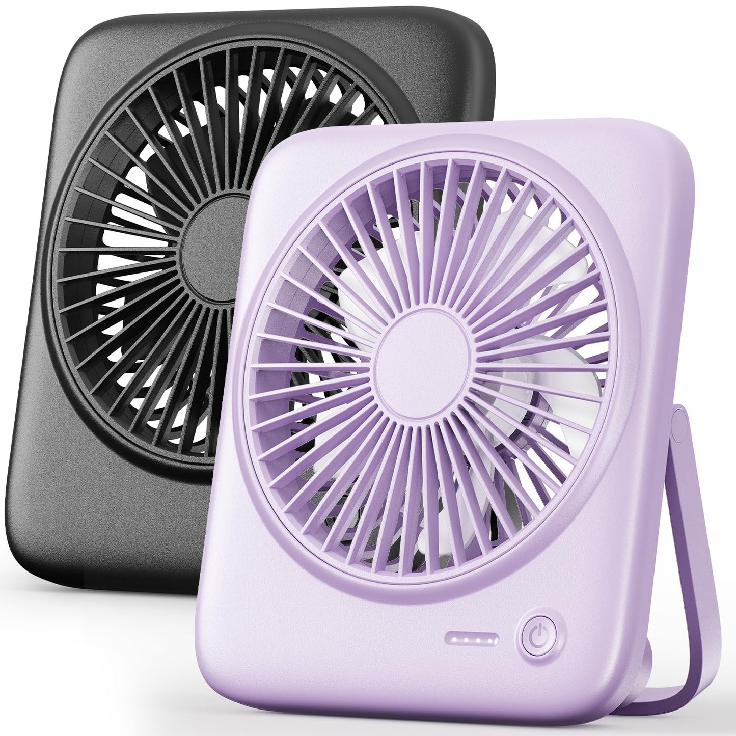 Otlonpe Personal Portable Desk Fan 2 Pack, 4000mAh Small Rechargeable Portable Fan Battery Operated & USB Powered for Travel Sleeping Bedroom Office Home Table, Cordless, Quiet, 4-Speed 6.5 Inch