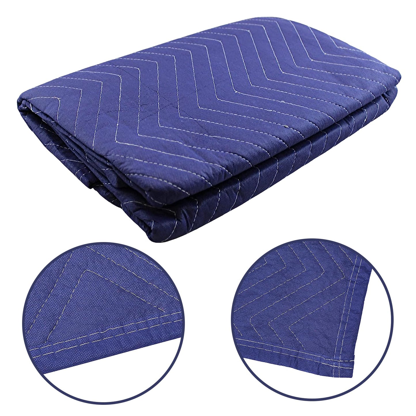 2 Pack Moving Blankets, 40x 72 inches Heavy Duty Packing Blankets for Protecting Furniture Moves Storage, Professional Quilted Wrapping & Shipping Pads(Black +Blue)