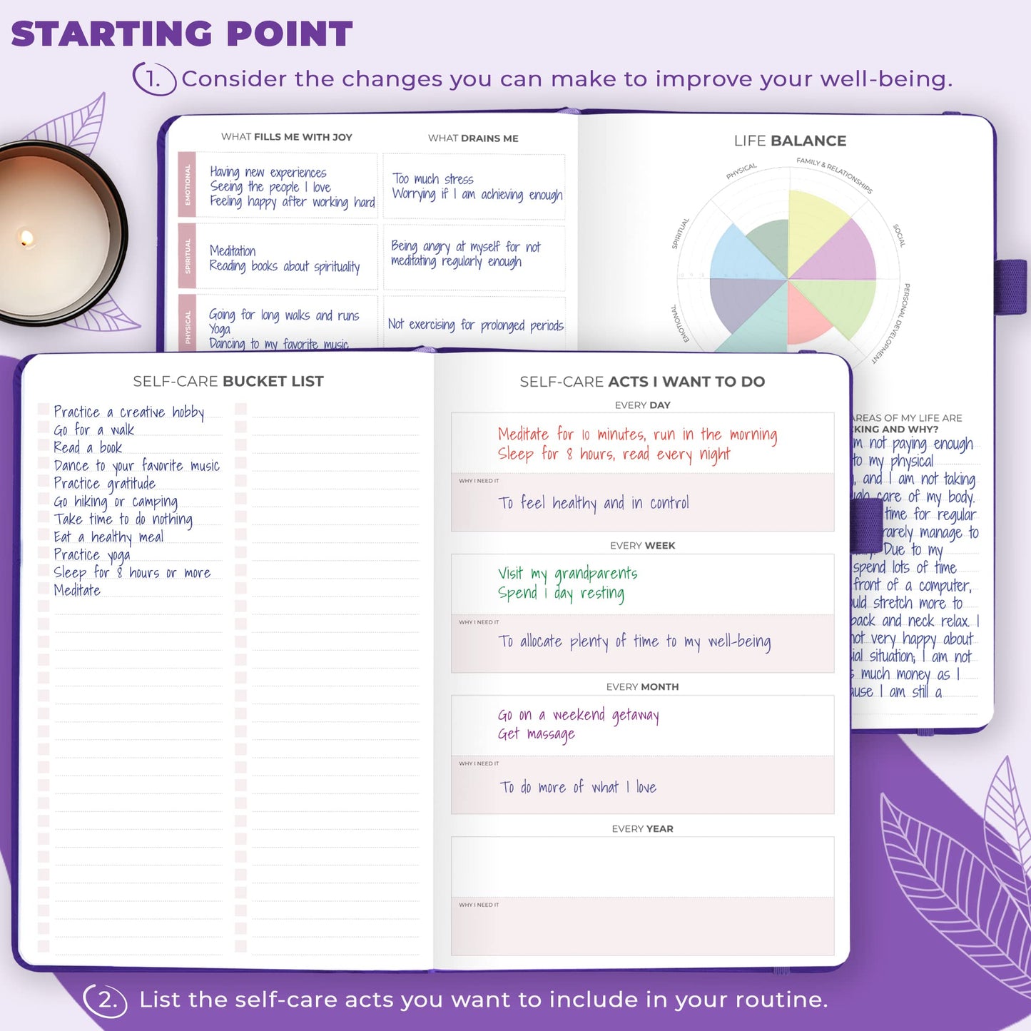 Clever Fox Self-Care Journal – Wellness & Daily Reflection Notebook – Mental Health & Personal Development – Self-Care, Meditation & Mood Journal for Women & Men – A5 Size (Purple)