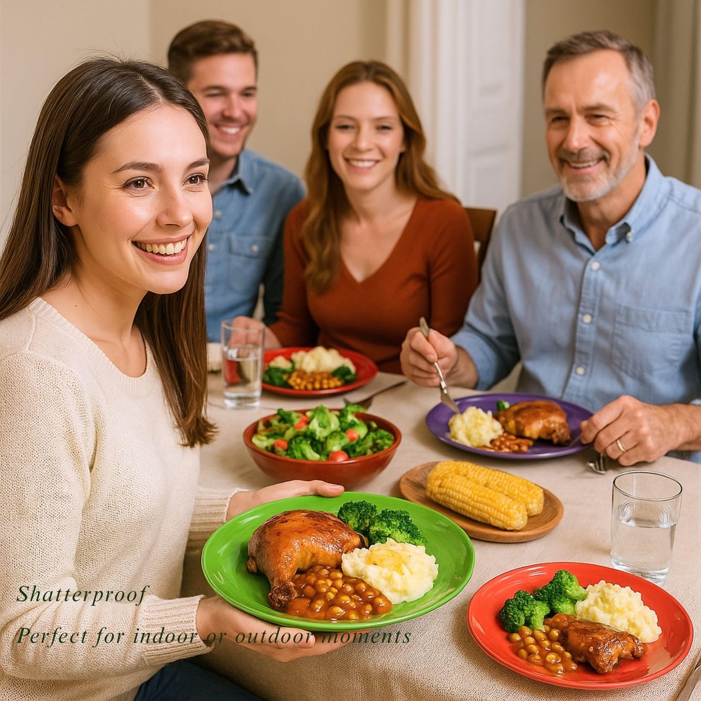 MIYOPESI 11-Inch Melamine Plates (Set of 6) - Unbreakable and Reusable Plastic Dinnerware with Ceramic Feel, Stackable and Dishwasher-Safe - Versatile for All Meals (Multicolor)