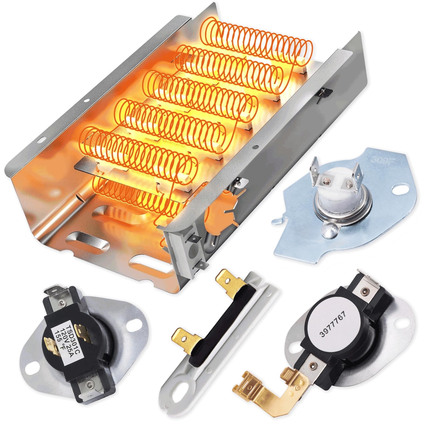 [2025 Upgraded] 279838 WED4815EW1 Heating Element For Whirlpool Dryer WED6200SW1 WED5000DW2 WED5300VW0 WED4800BQ1 Maytag MEDC215EW1 MEDX655DW1 Amana NED4655EW1 Roper Admiral Kenmore 70 80 Model 110